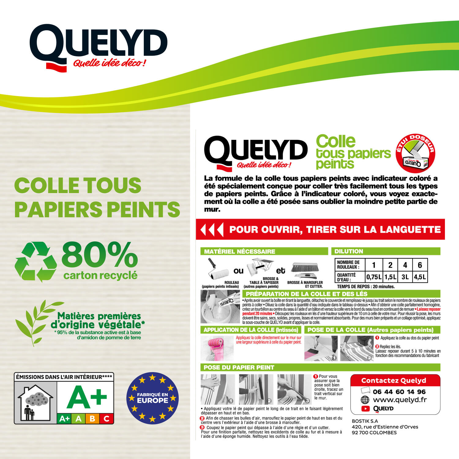 Colle en poudre pour tous types de papiers peints QUELYD, 300g - 3