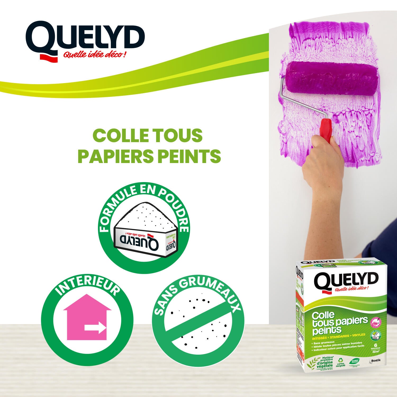 Colle en poudre pour tous types de papiers peints QUELYD, 150g - 2