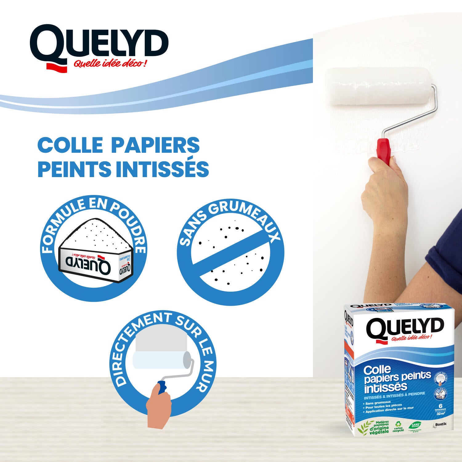Colle en poudre pour papiers peints intissés QUELYD, 150g - 2