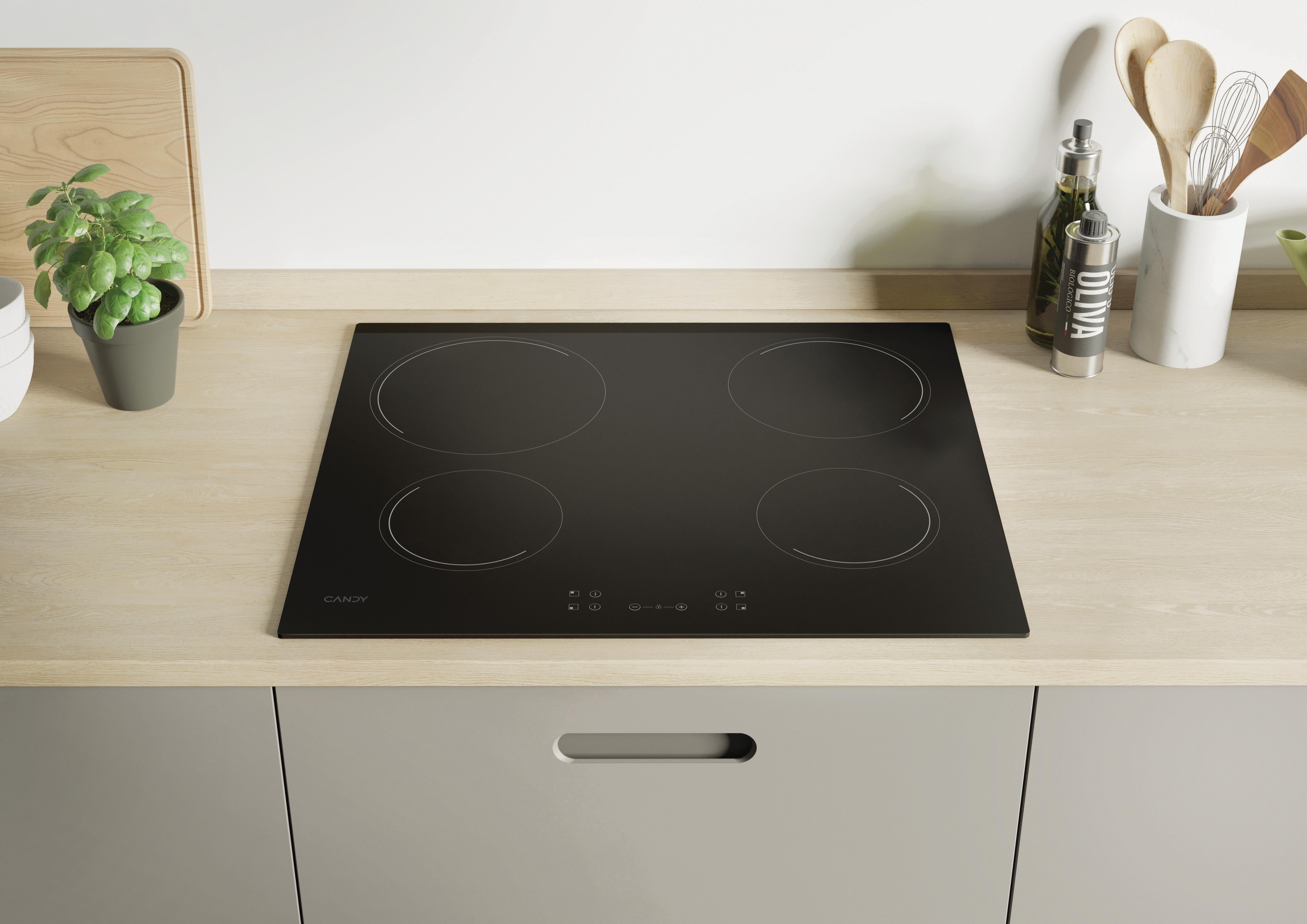 Placa vitrocerâmica 4 zonas de calor 6500 W 59 x 52 cm preto Candy CH64CCB/4U2 - 3