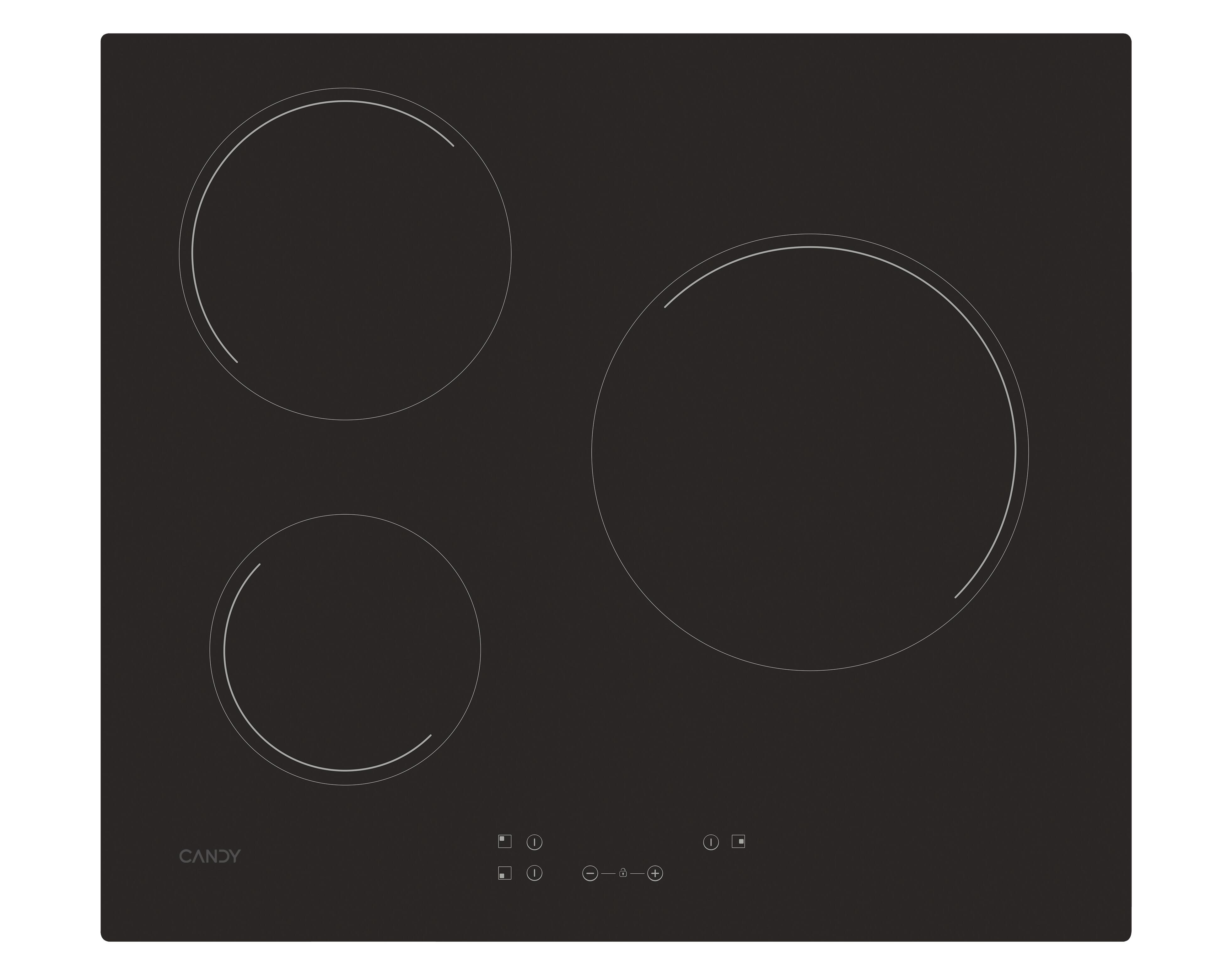 Placa vitrocerámica CANDY CH63CC/4U2 con 3 zonas de cocción zona grande de 26cm 5500 W negro 60cm - 10