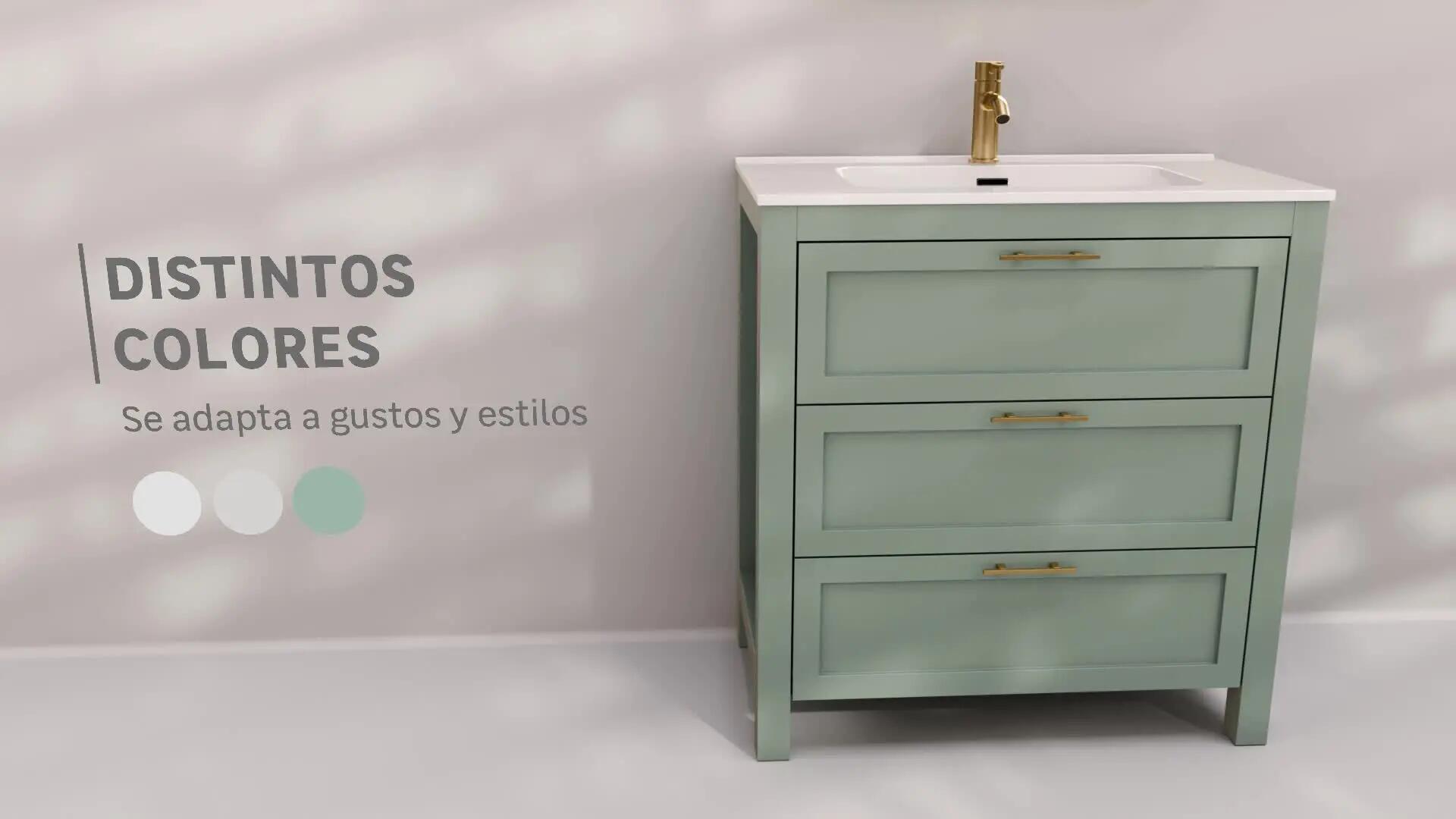 Columna de baño Kende blanco 60x165.3x38.6 cm con tirador oro - 5