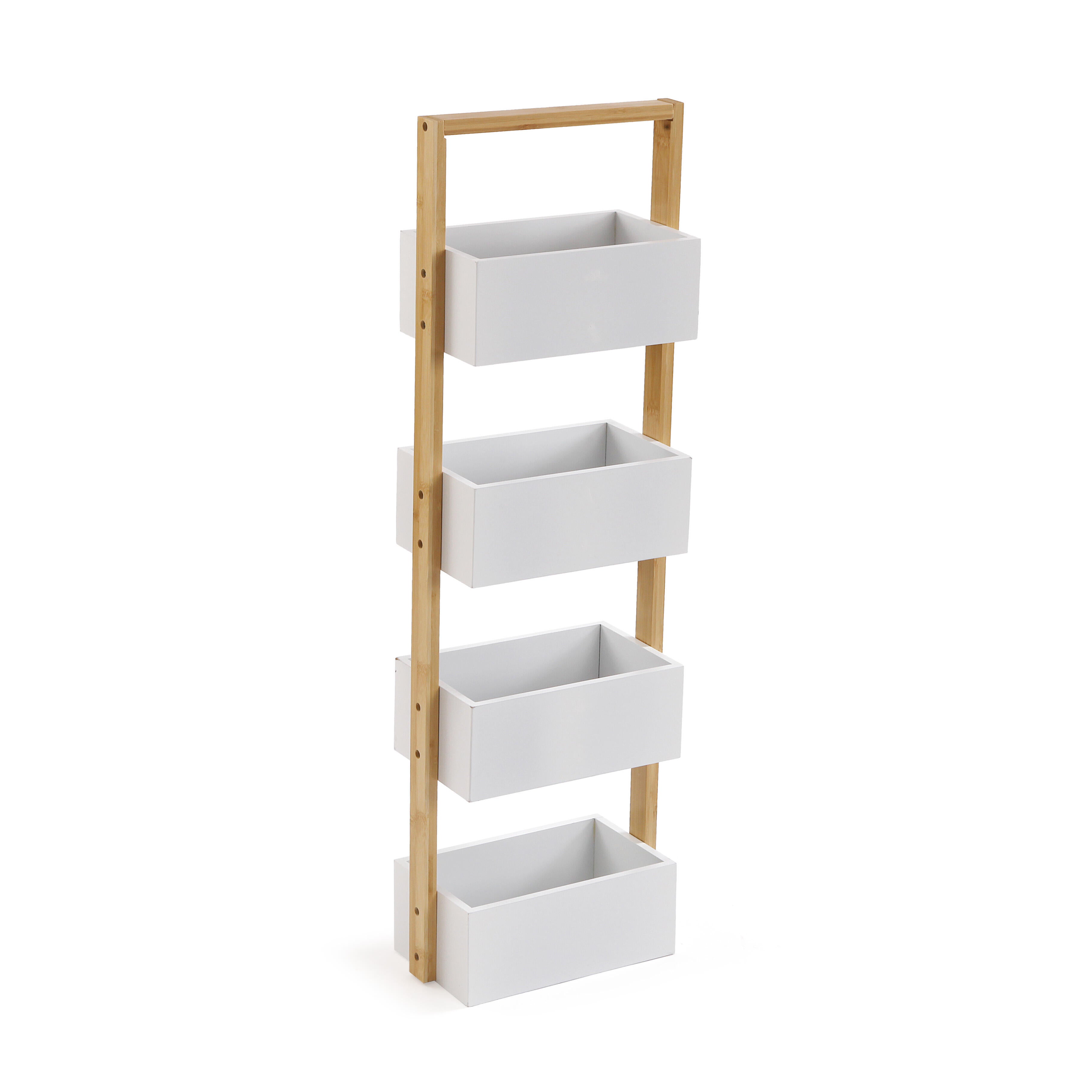 CHICCIE Juego De 2 Estanterías De Madera De Cáñamo Estrecho, 50 X 40 X 15 Cm, Color Blanco Flameado Y 2 Estanterías Largas