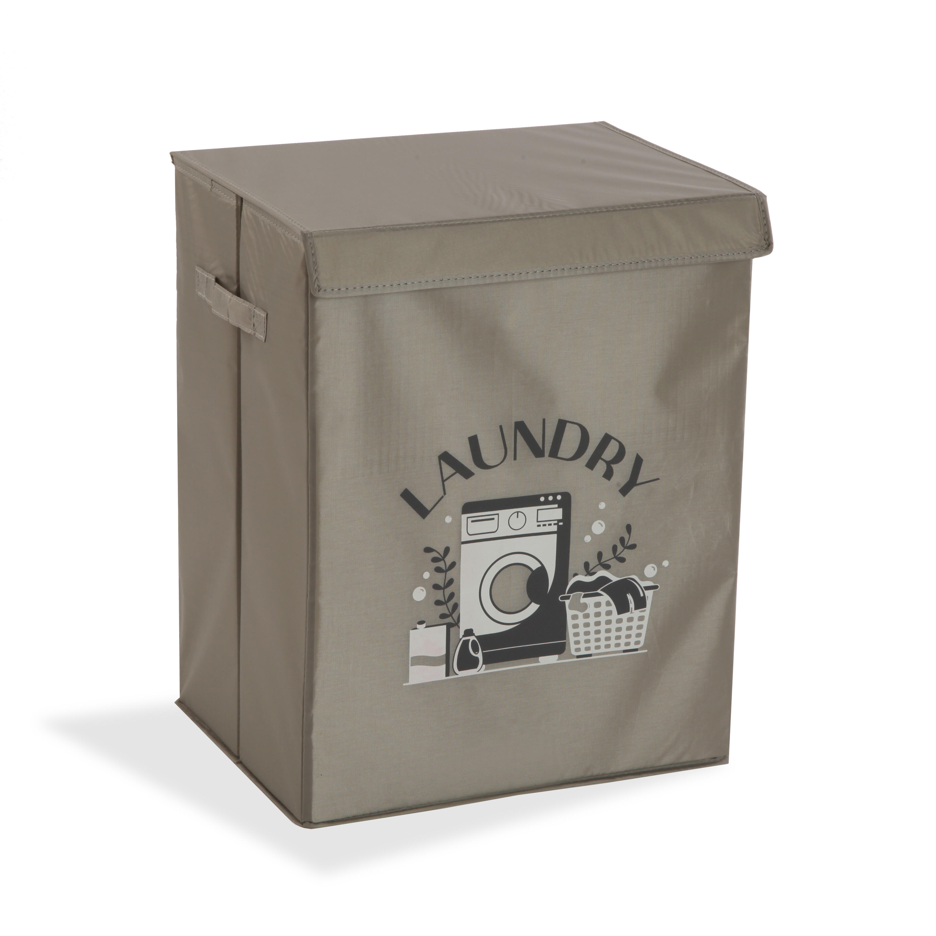 Cesto de ropa sucia con tapa cesto de tela gris 50 l