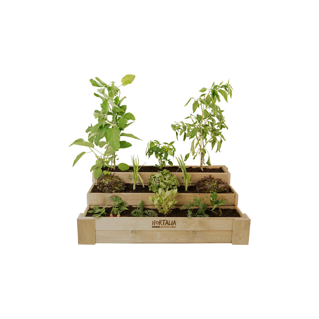 Huerto urbano de suelo de madera box stairs 120x80x40 cm