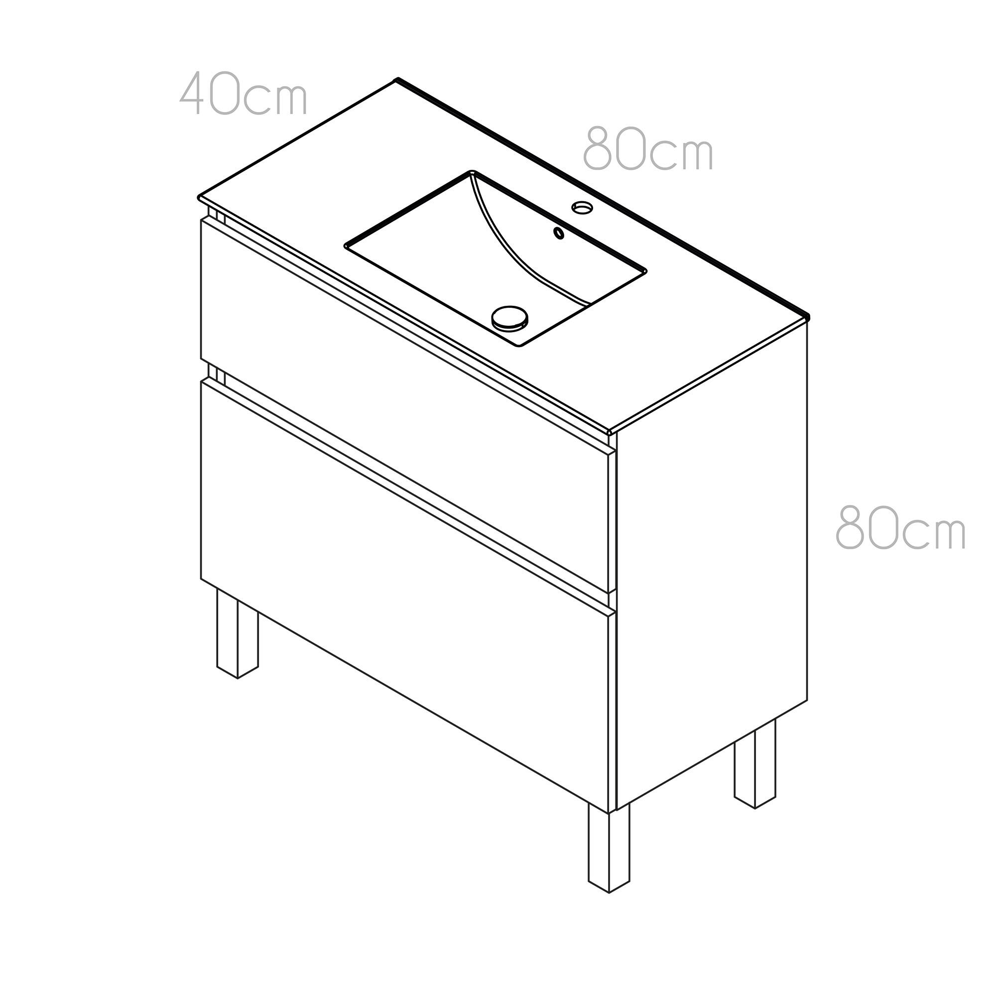 Mueble de baño con lavabo  Dalia blanco mate 80x39 cm - 3