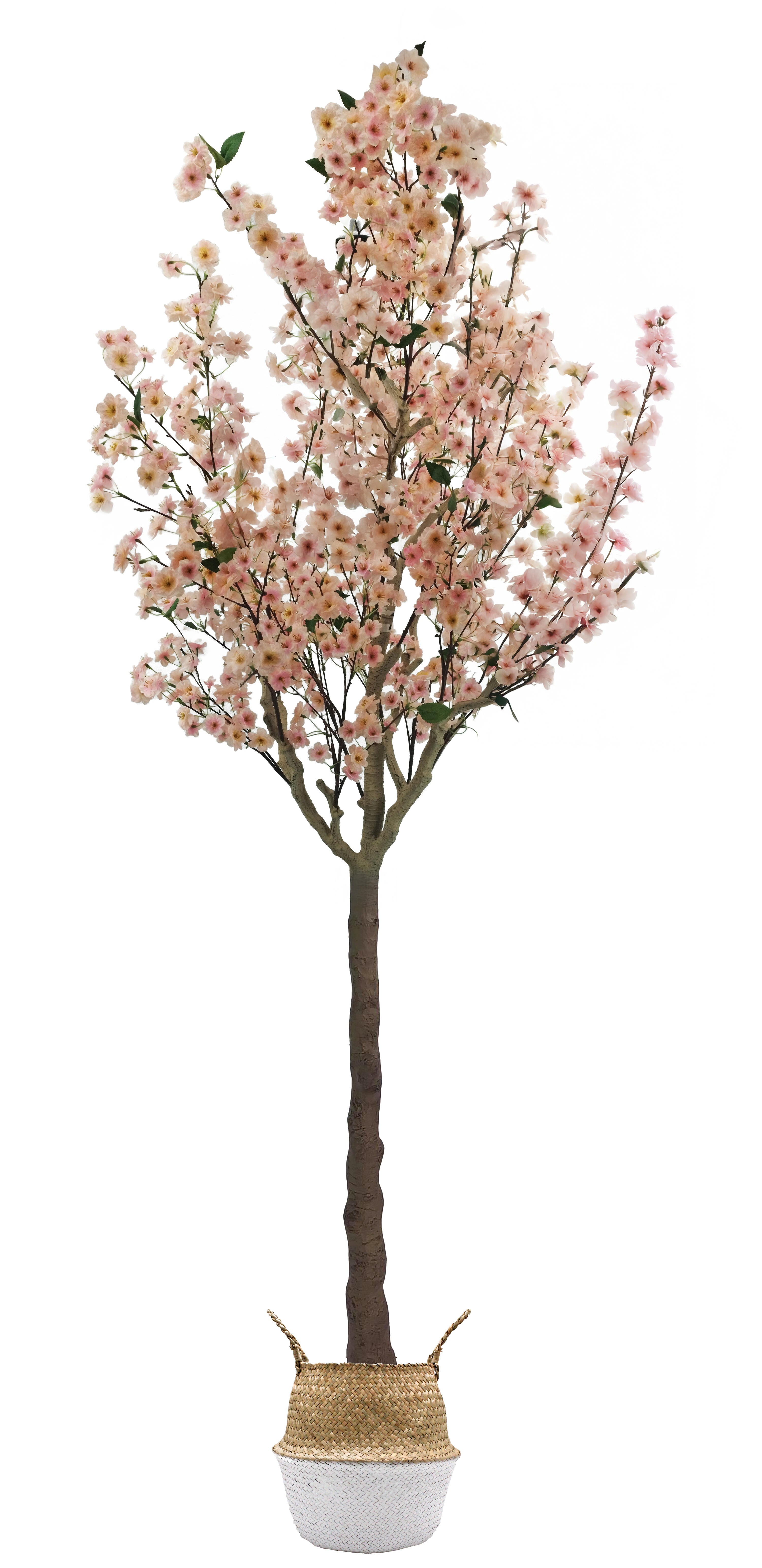 Sinder  Planta Artificial En Maceta De Mimbre De 300X120cm Rosa/Blanco , Leroy Merlin