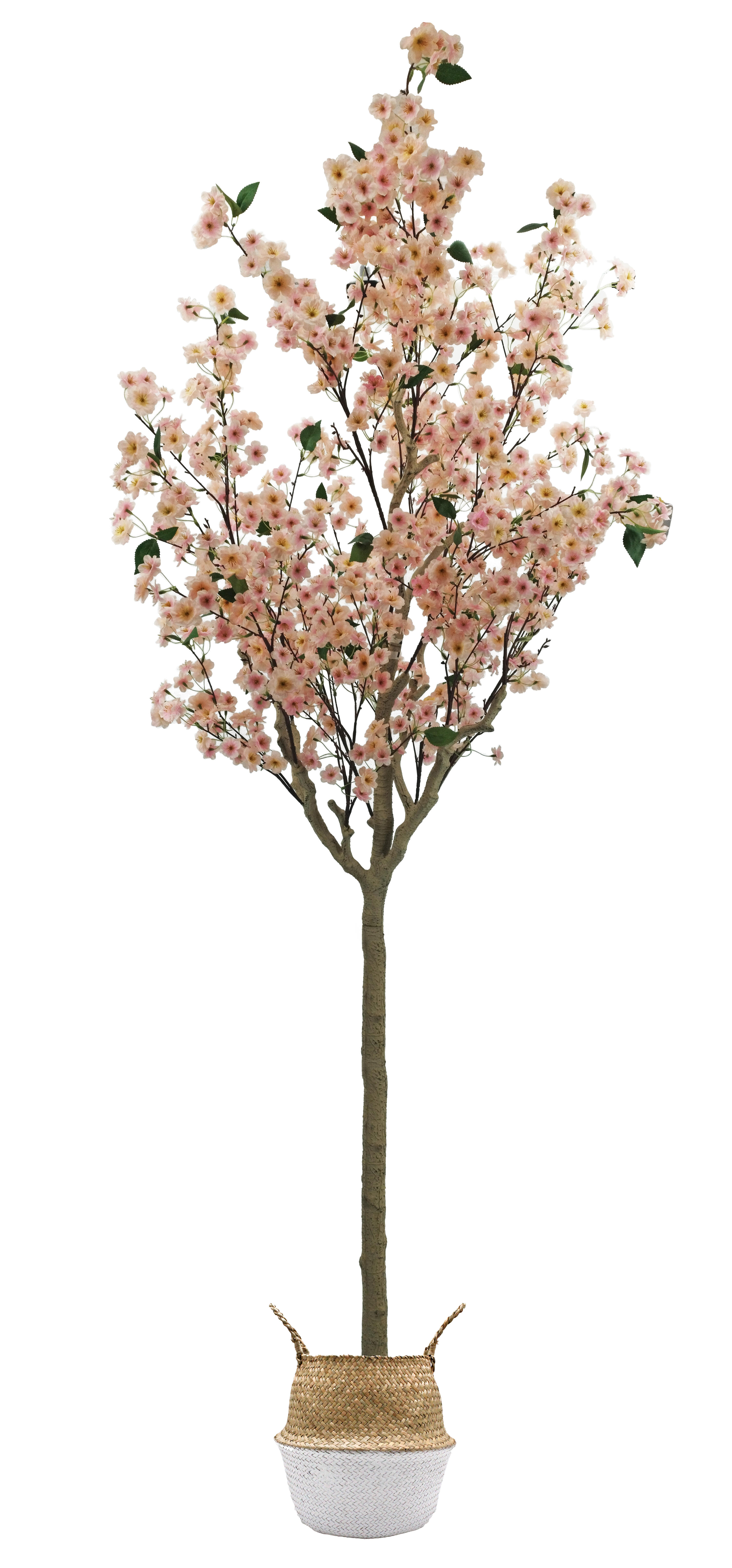 Sinder  Planta Artificial En Maceta De Mimbre De 240X100cm Rosa/Blanco , Leroy Merlin