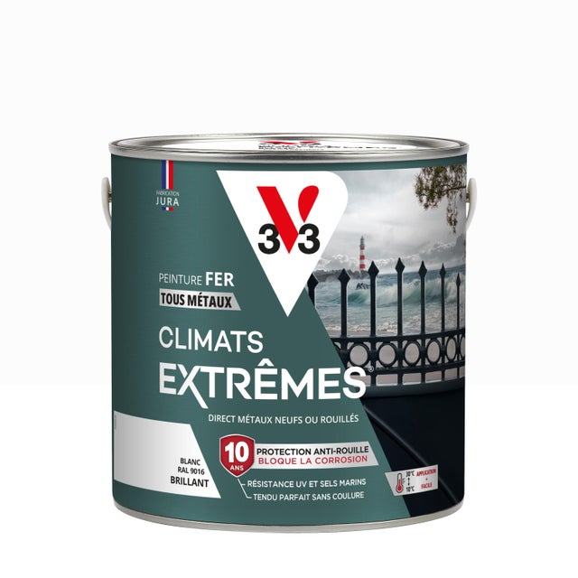 Peinture extérieure fer Climats extrêmes® V33 blanc brillant 2l