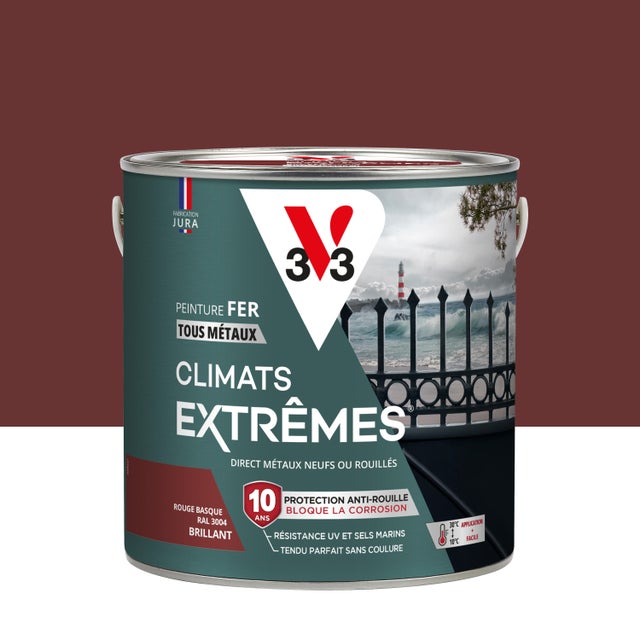 Peinture extérieure fer Climats extrêmes® V33 rouge basque brillant 2l