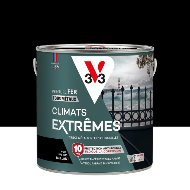 Peinture extérieure fer Climats extrêmes® V33 noir brillant 2l
