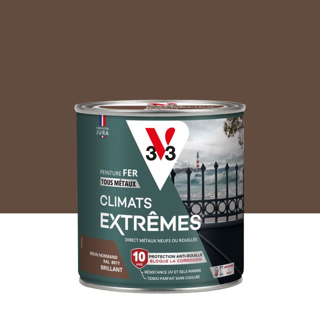Peinture extérieure fer Climats extrêmes® V33 brun normand brillant 0.5l