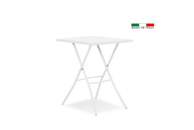 Tavolo da pranzo per giardino pieghevole Gaia FIAM struttura e superficie in acciaio bianco per 2 persone 70x50cm