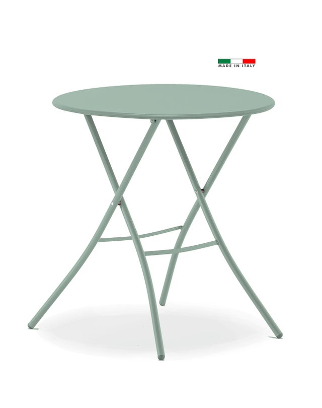 Tavolo da pranzo per giardino pieghevole Gaia FIAM struttura e superficie in acciaio verde per 2 persone 67x67cm