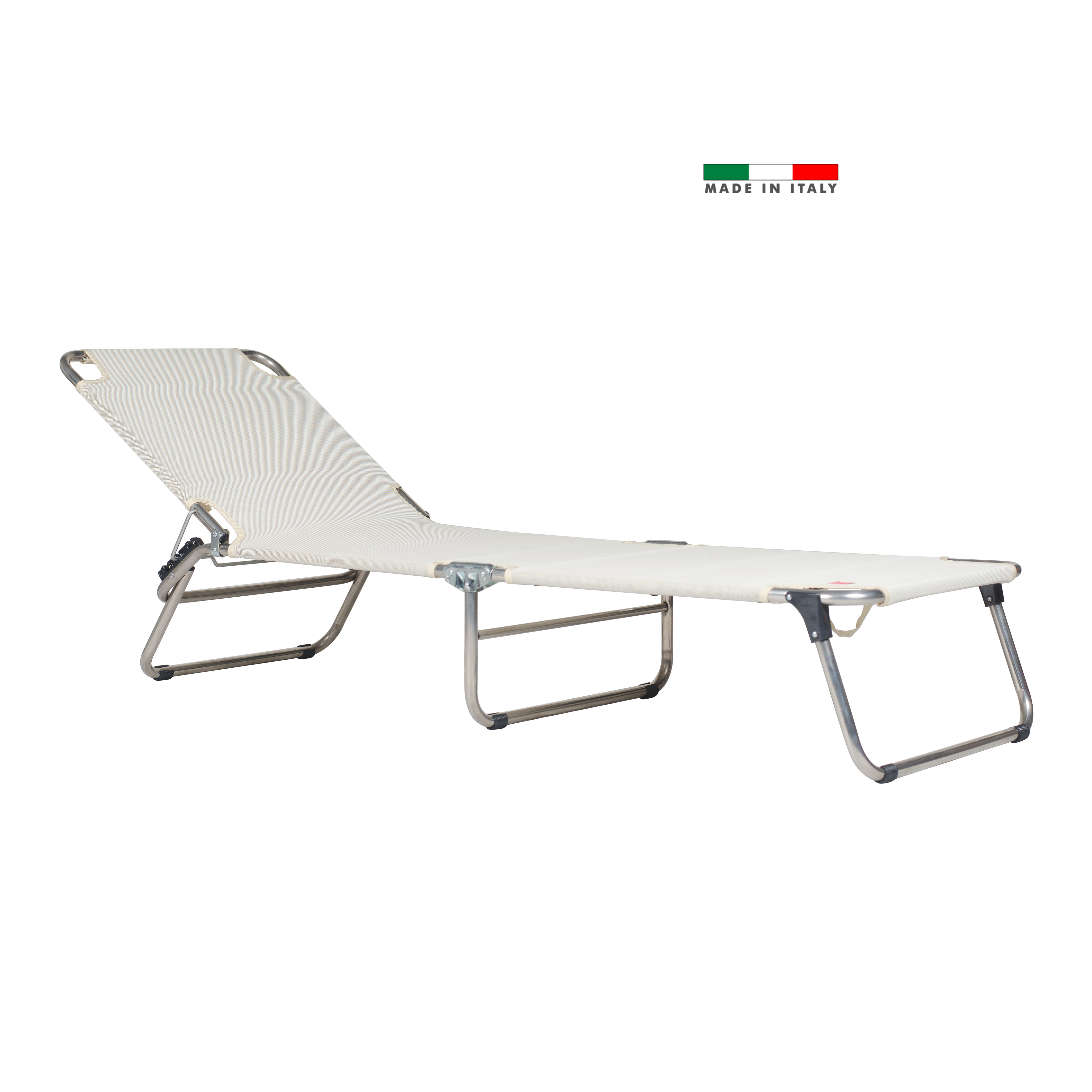 Lettino senza cuscino Sun FIAM in alluminio grigio e seduta beige