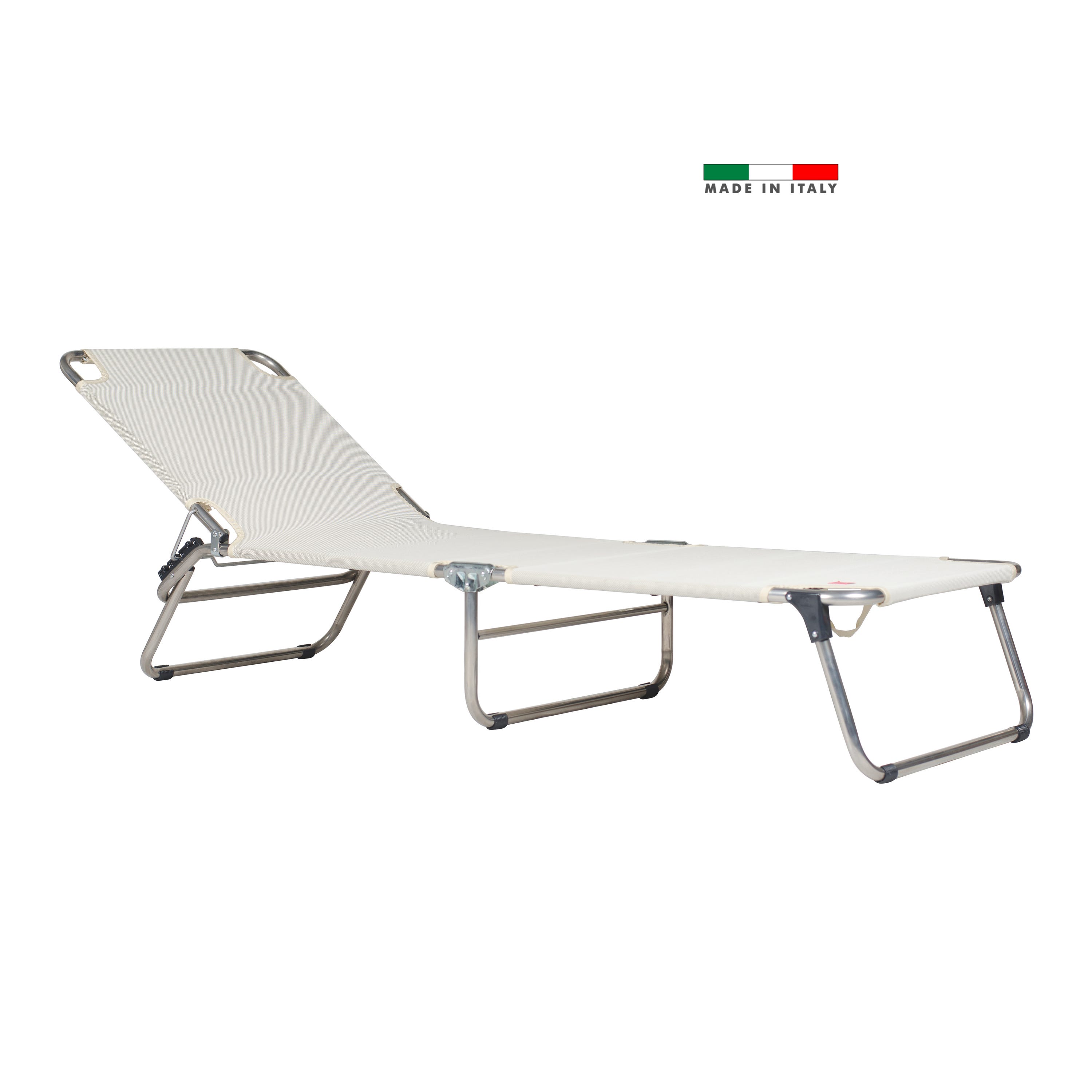 Lettino senza cuscino Sun FIAM in alluminio grigio e seduta beige