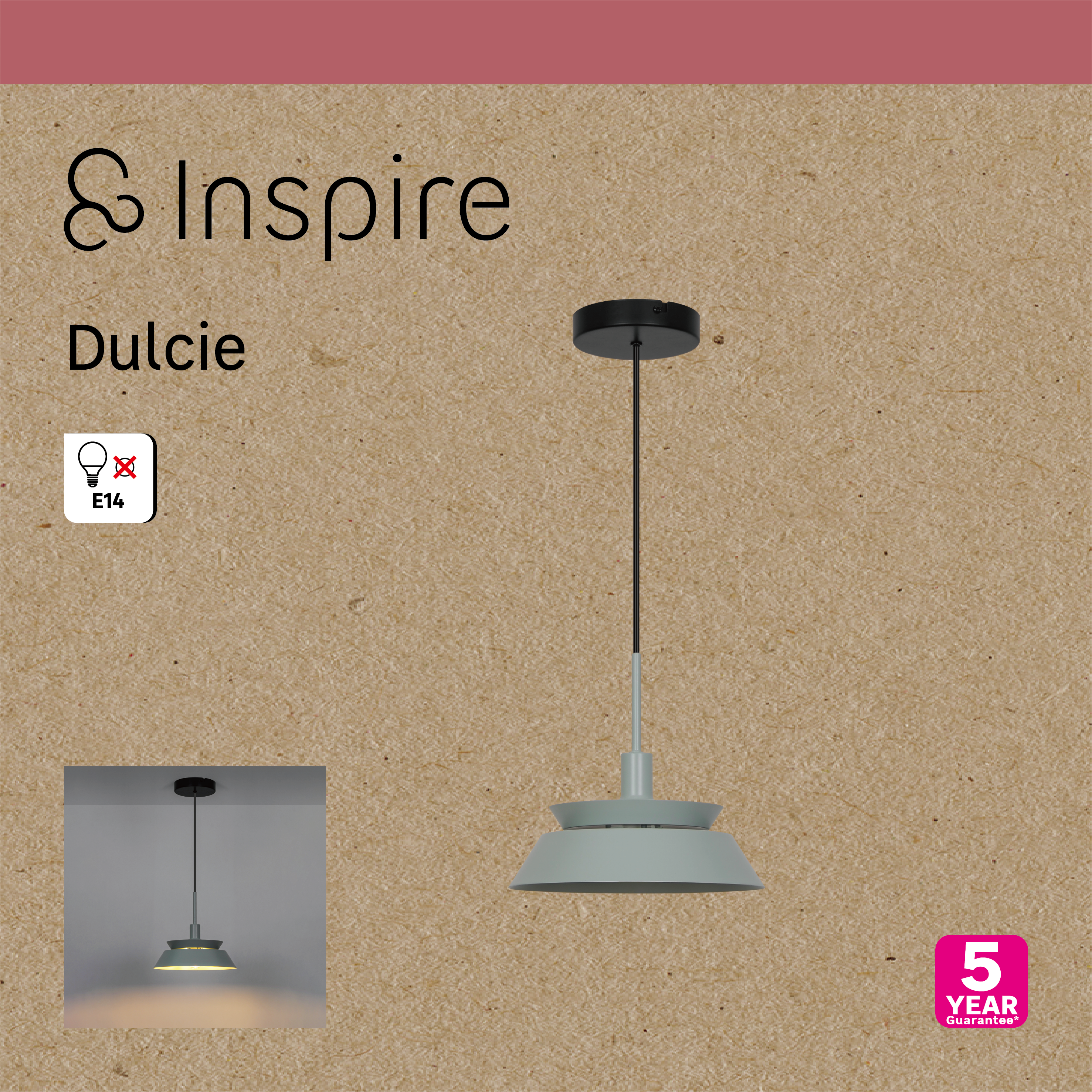 Candeeiro de teto ferro E14 24cm Dulcie verde - 10