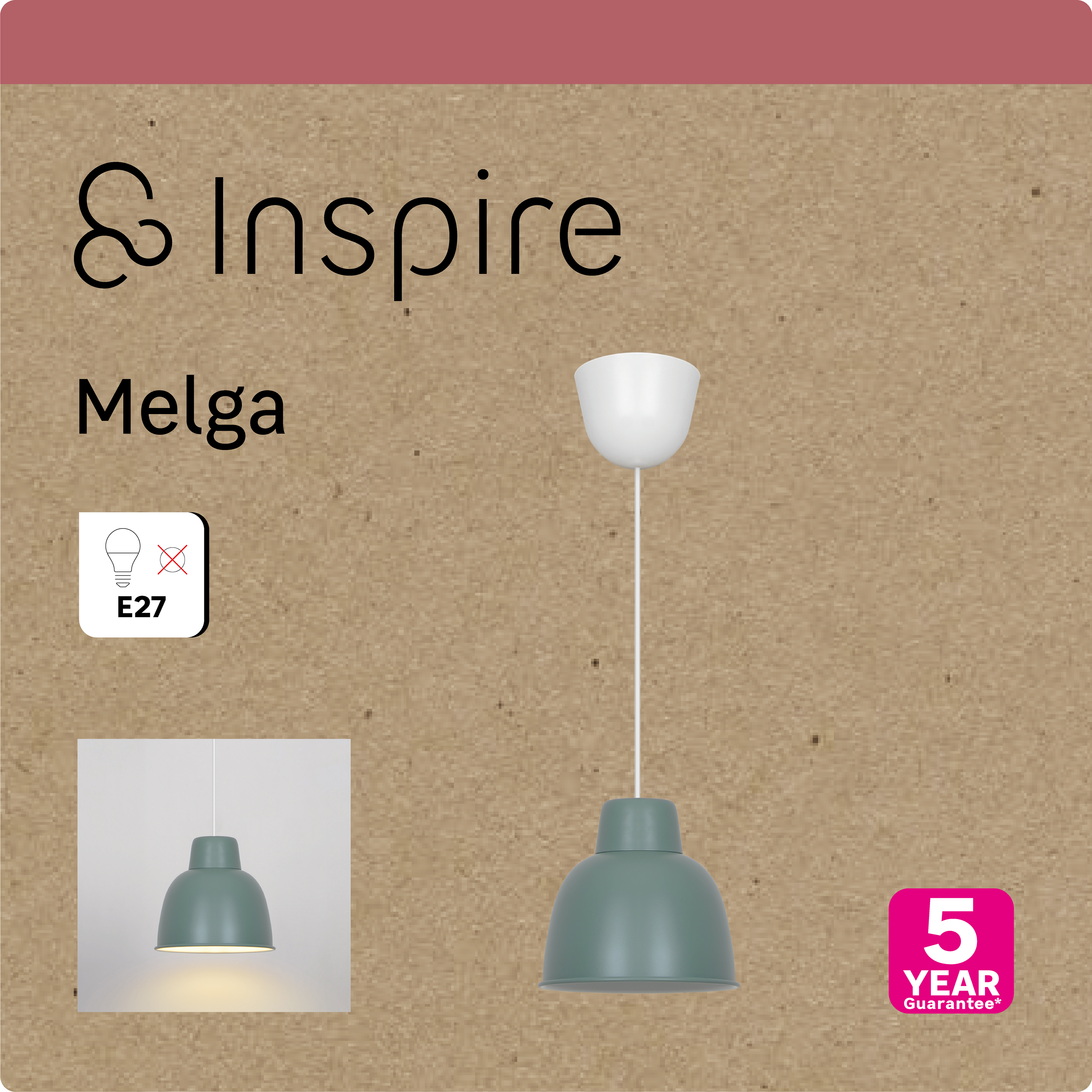 Lampadario Industriale Melga bianco paralume verde E27 Ø18.5cm INSPIRE - 9