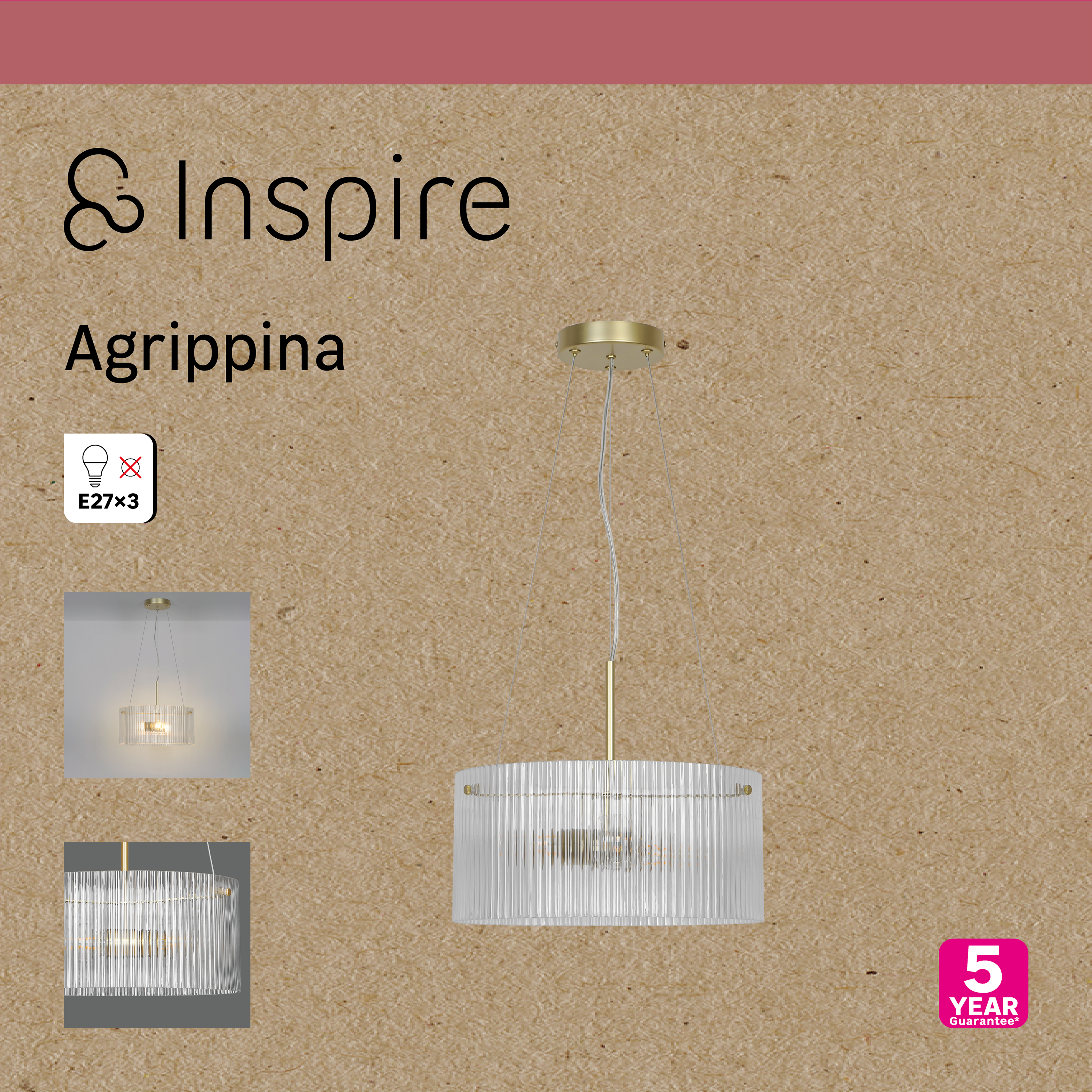 Suspension Agrippina verre, Diam.35 cm INSPIRE, E27 - 9