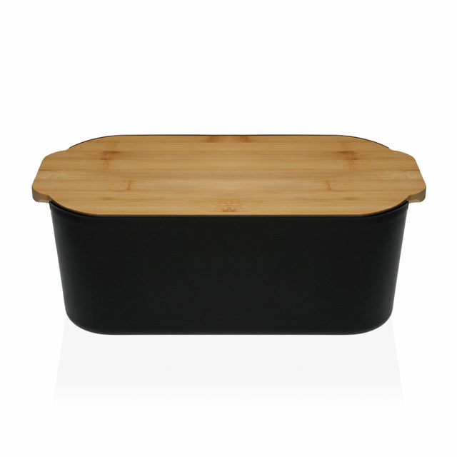 Panera negra con tabla de cortar bambú Versa