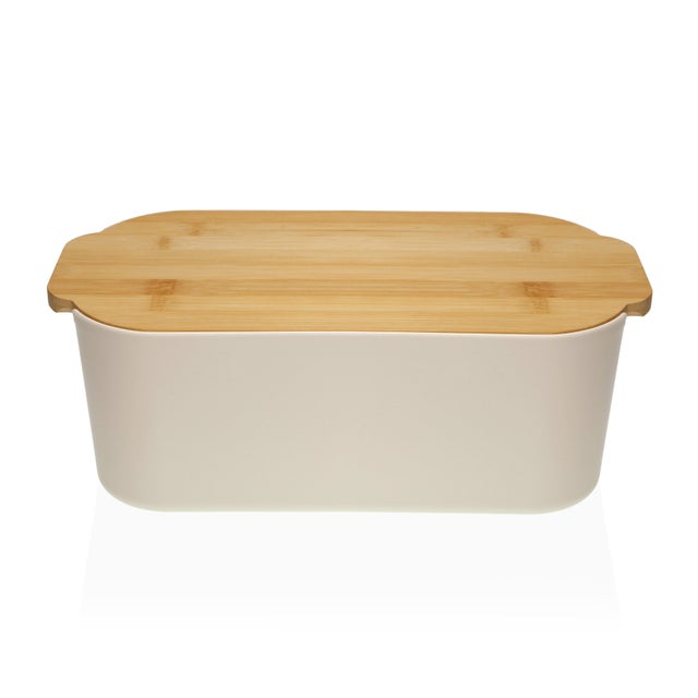 Panera blanca con tabla de cortar bambú Versa