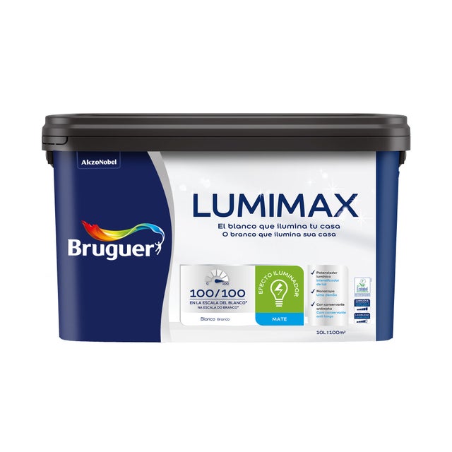 Pintura de interior BRUGUER LUMIMAX 10L color blanco mate 10L para paredes y techos