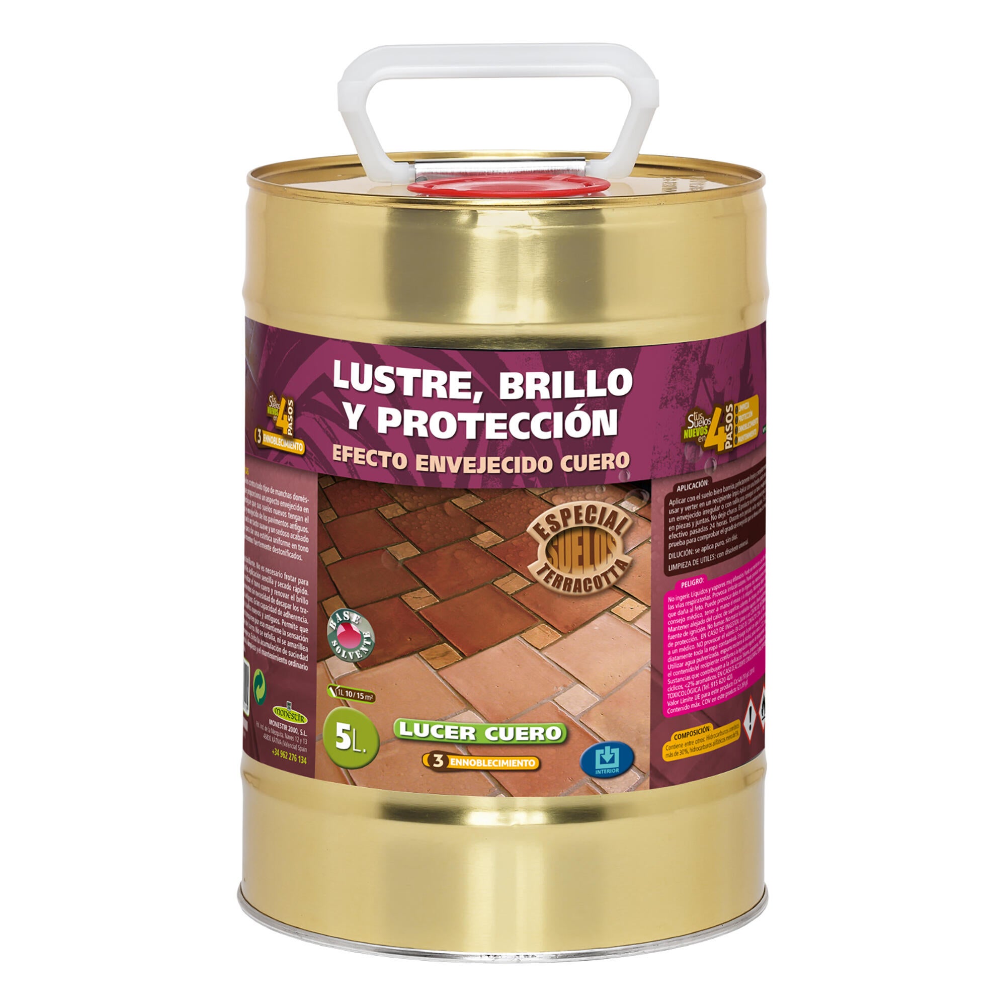 Lucer cuero ennoblecimiento brillo terracota acabado envejecido monestir 5l