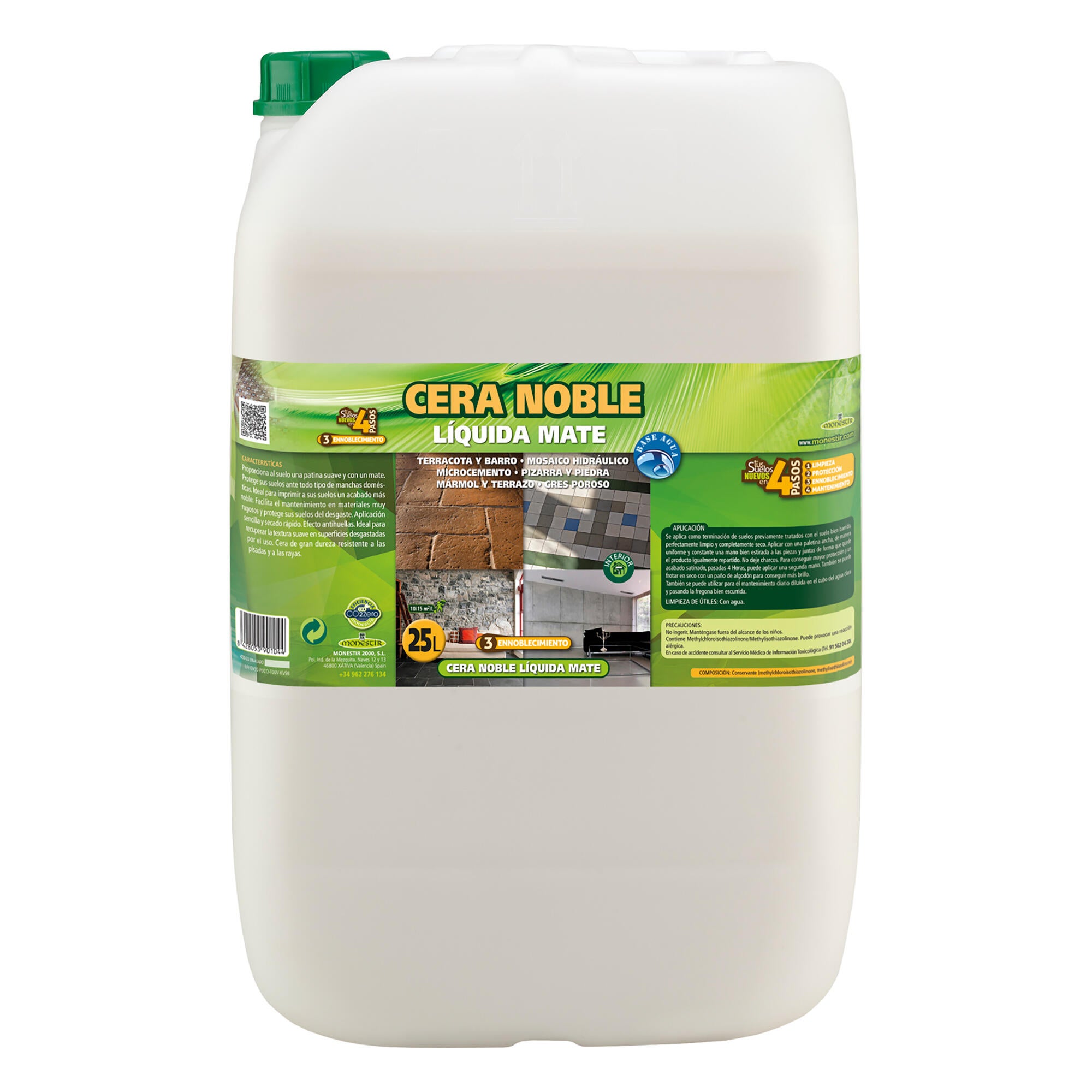 Cera noble liquida mate suelos terracota y cemento en interior monestir 25l