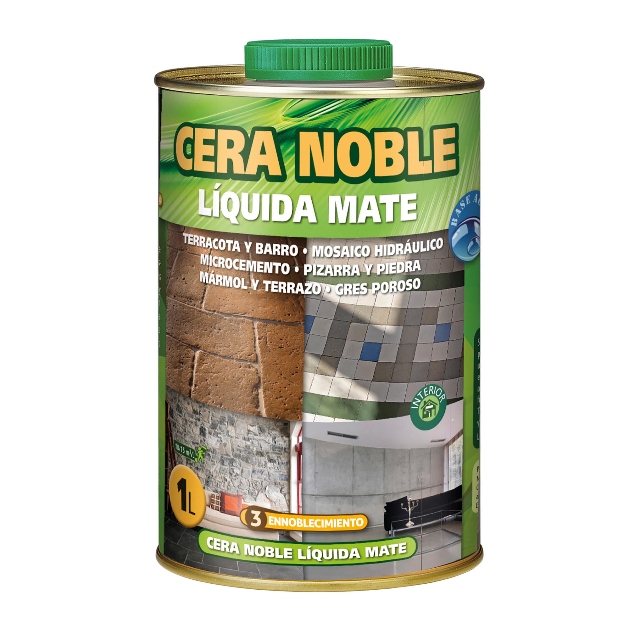 Cera noble liquida mate suelos terracota y cemento en interior monestir 1l