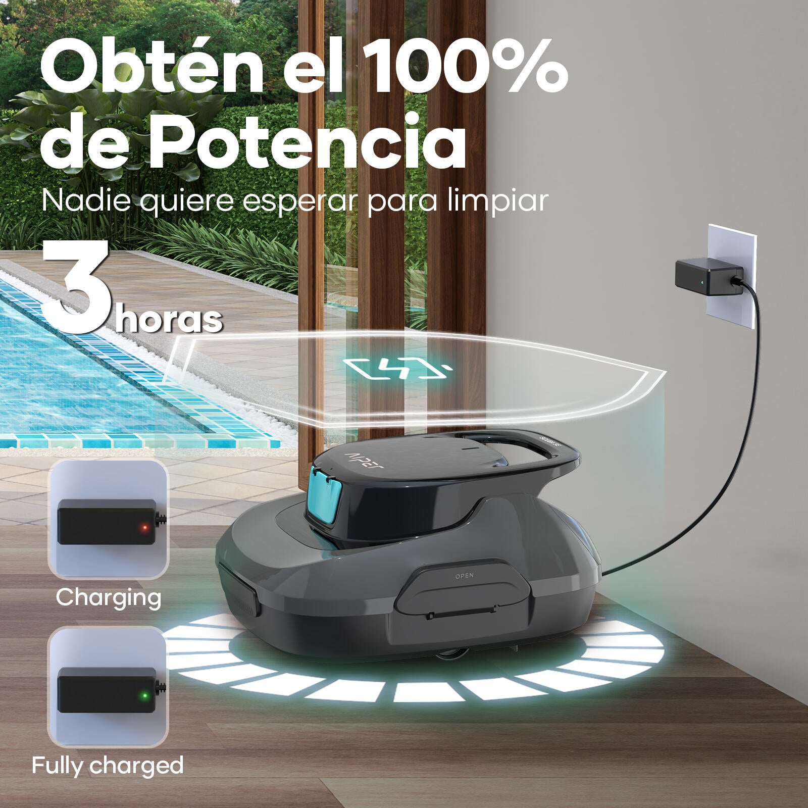 Robot limpa fundos piscina a bateria plano 4500L 180 min Scuba S1 Aiper 2025 - 8