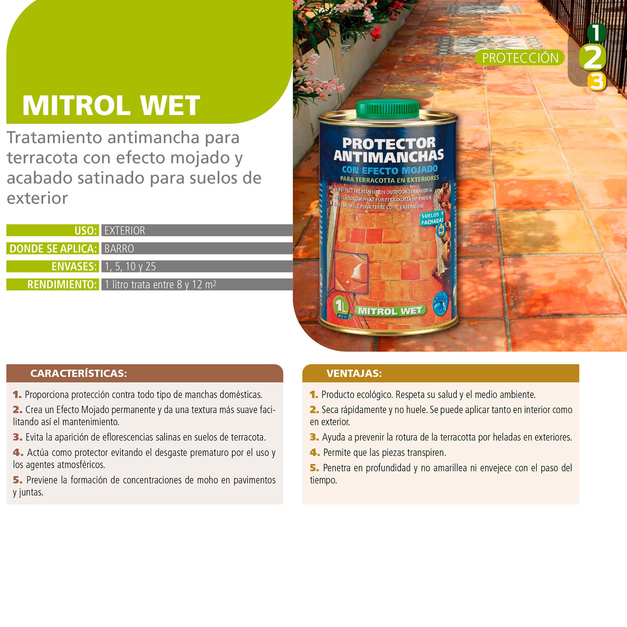 Mitrol wet protector terracotta exterior efecto mojado MONESTIR 1L - 6