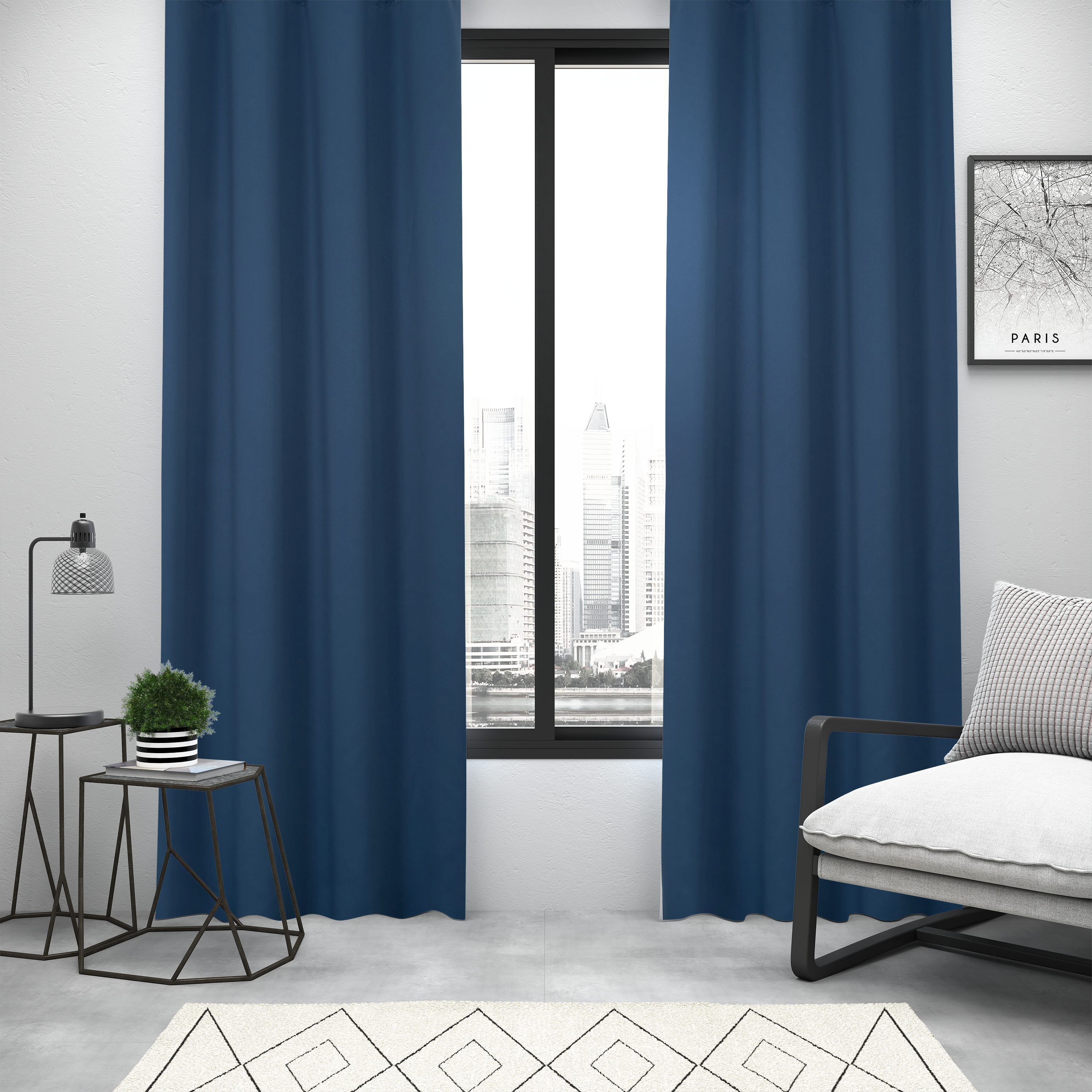 Cortinado ilhós Arel 140x280cm denim Inspire - 14