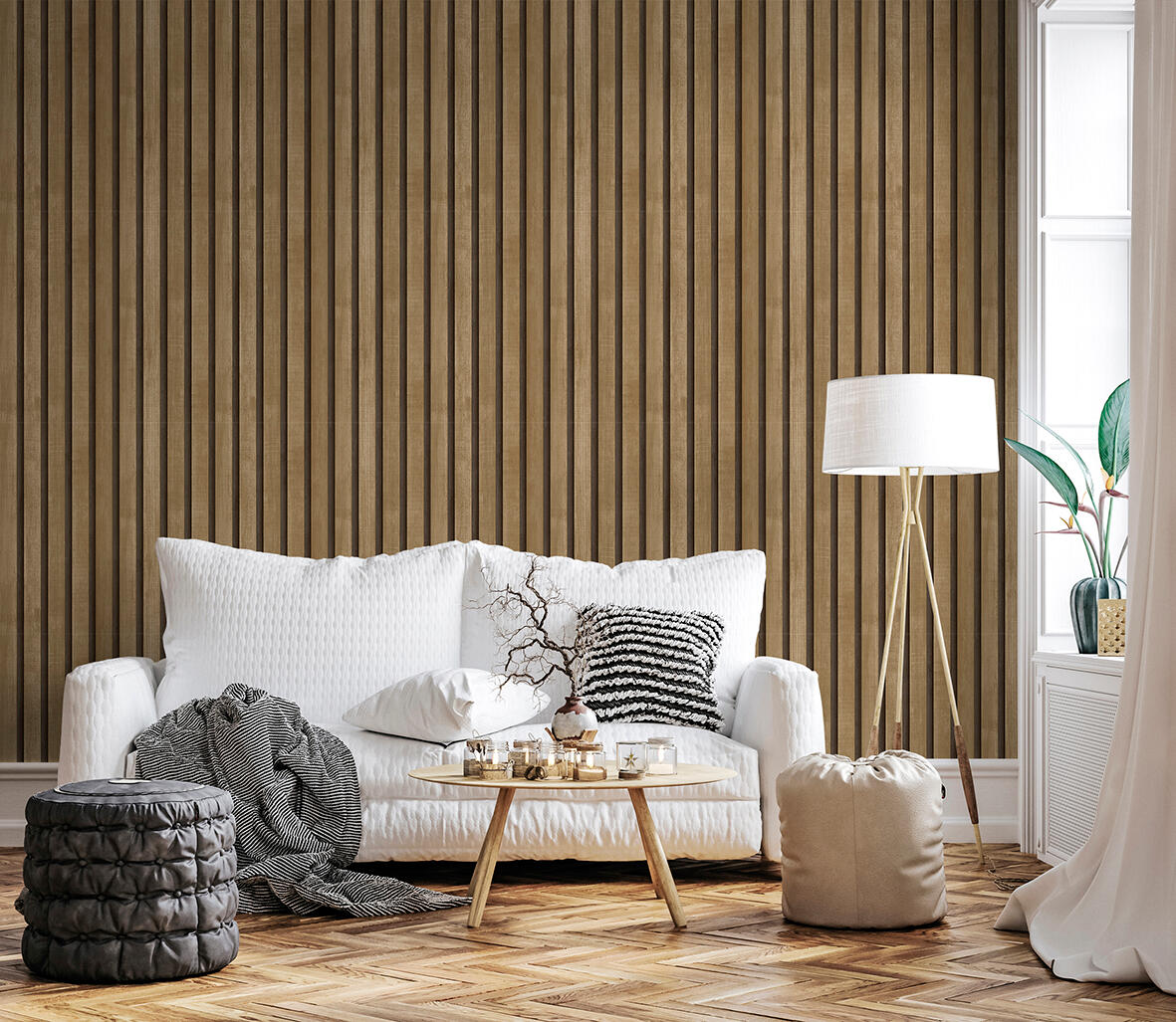 Papel pintado tapiz aplicación cola en papel imitación material 2600-2 slat wall marrón, negro ich 53cmx10m limpìeza con paño húmedo