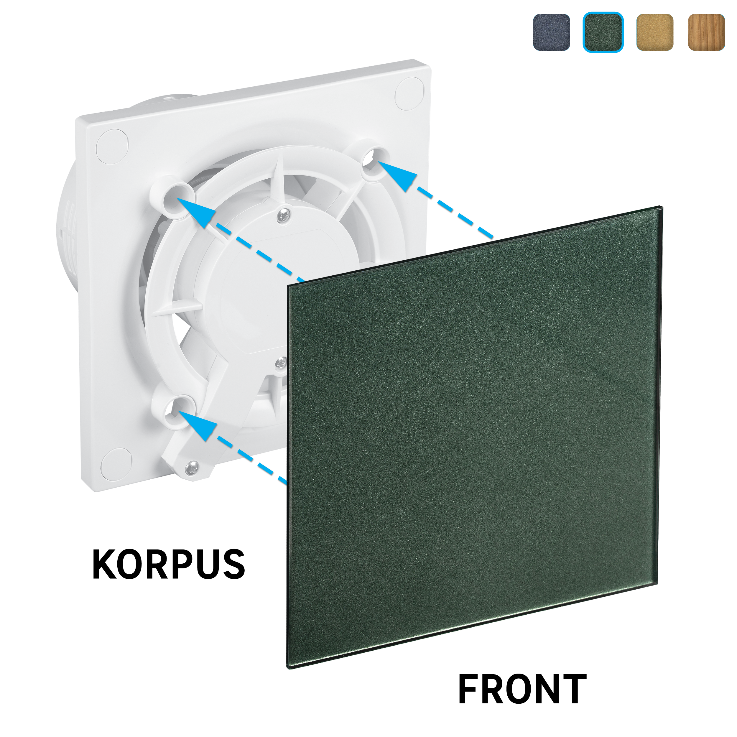 Front do kratki wentylacyjnej TRAX 100 mm zielony szkło EQUATION - 4