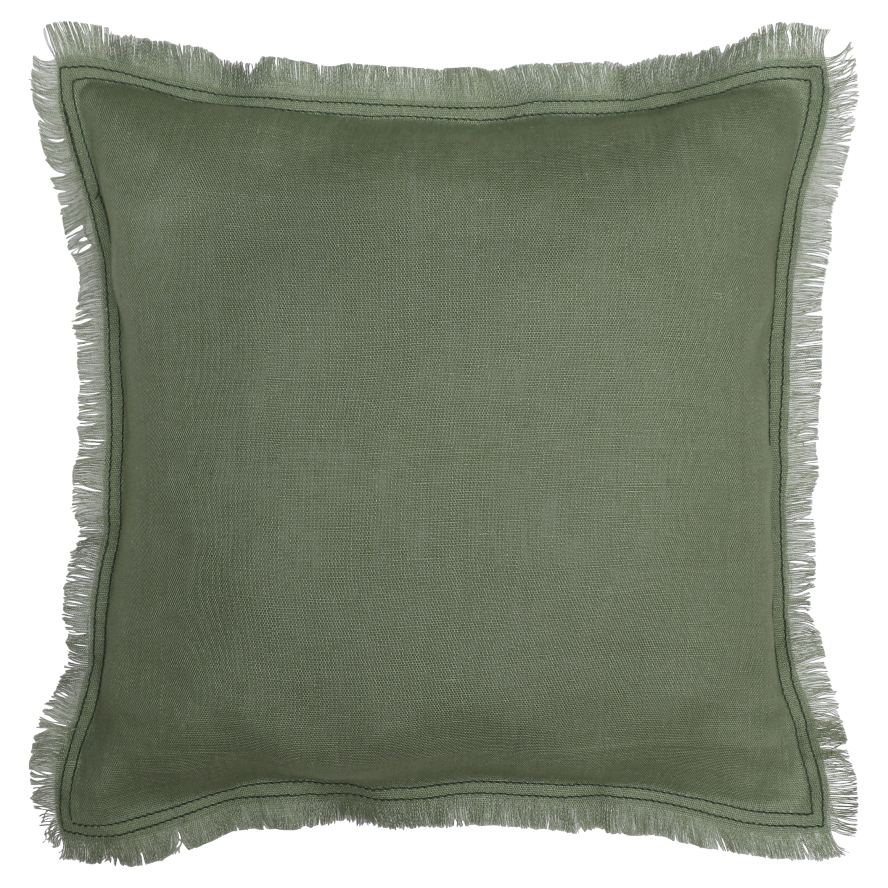 Funda de cojín cuadrada Lenaya 100% lino 45 x 45 cm INSPIRE liso verde Bali con cremallera - 3