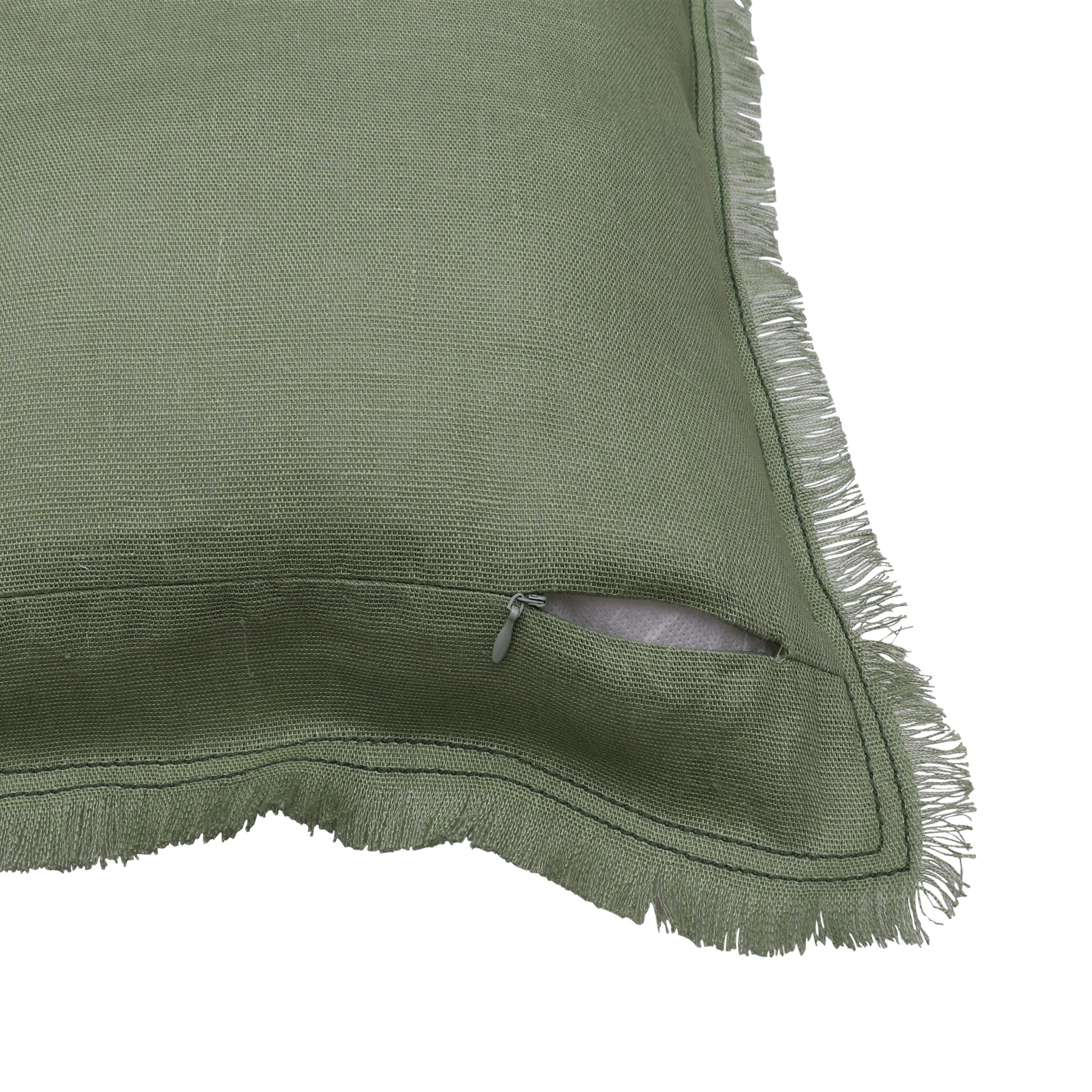 Funda de cojín cuadrada Lenaya 100% lino 45 x 45 cm INSPIRE liso verde Bali con cremallera - 5