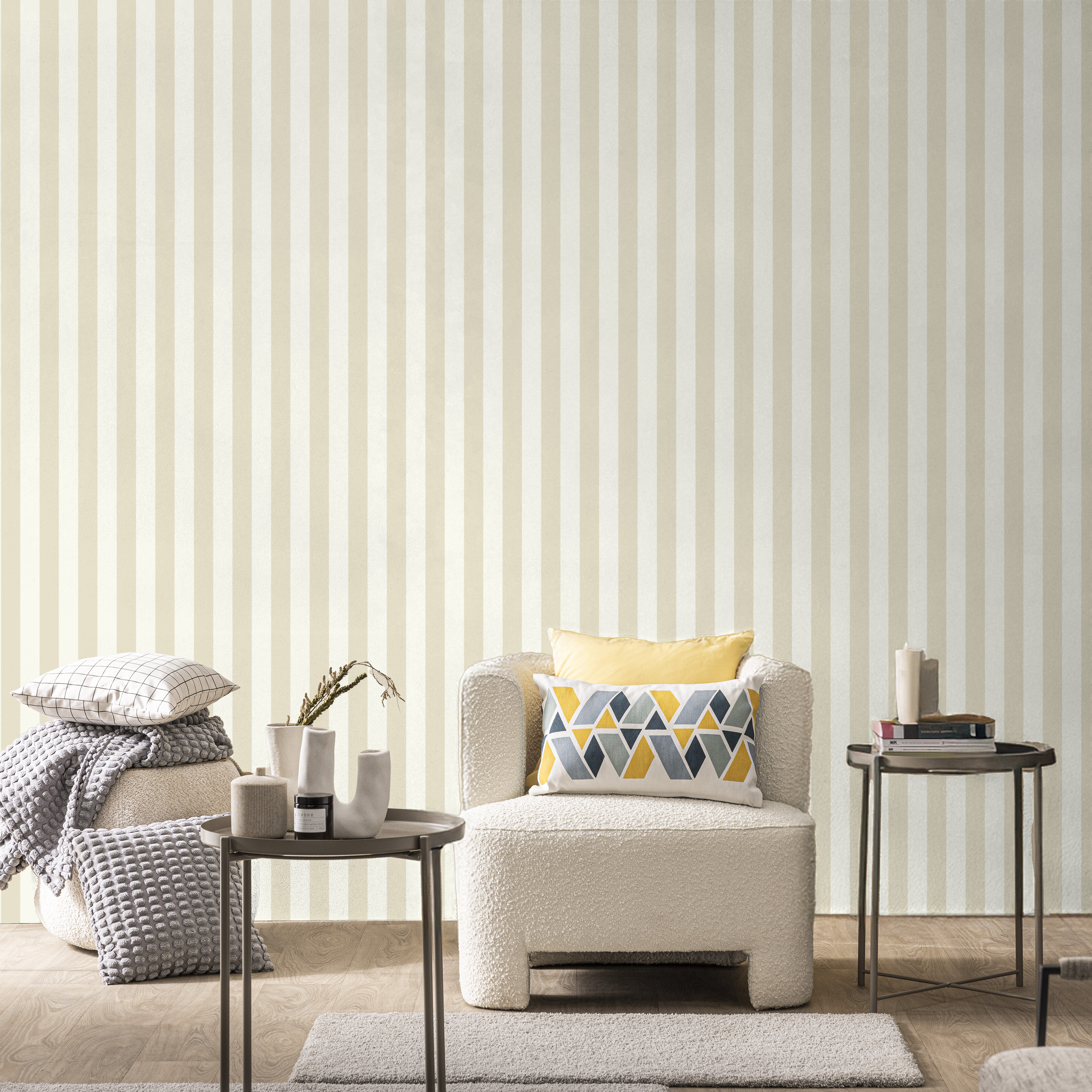 Papel pintado vinilo aplicación cola en pared liso jovan linen beige inspire 53cmx10.05m fregable