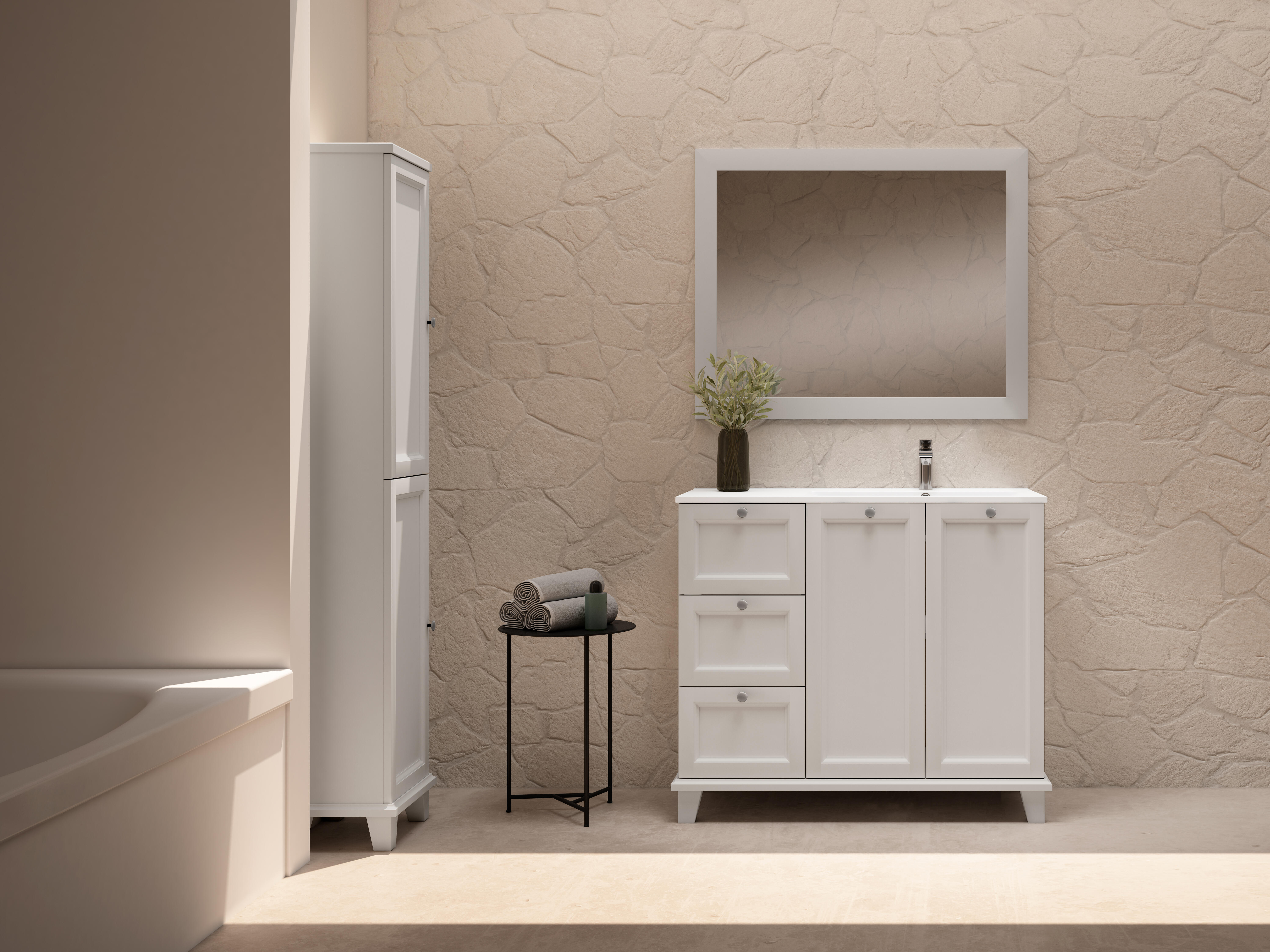 Mueble de baño Unike perla 105x45 cm (lavabo no incluido) - 5