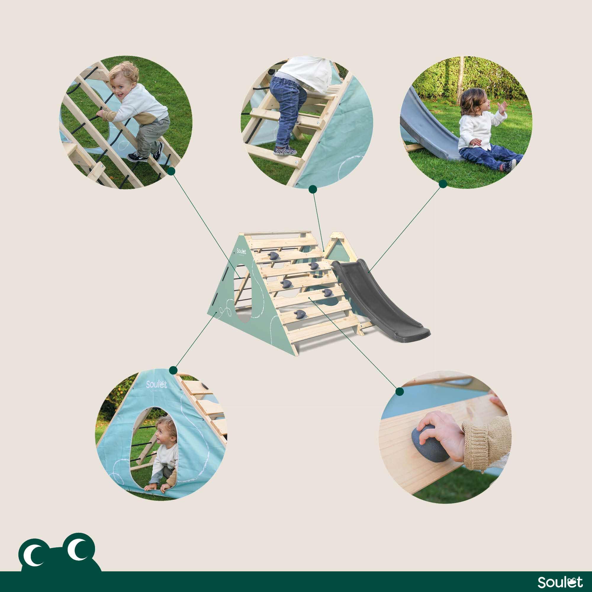 Aire de jeux bois avec toboggan, cabane dès 18 mois H91 cm,HERCULE, SOULET - 9