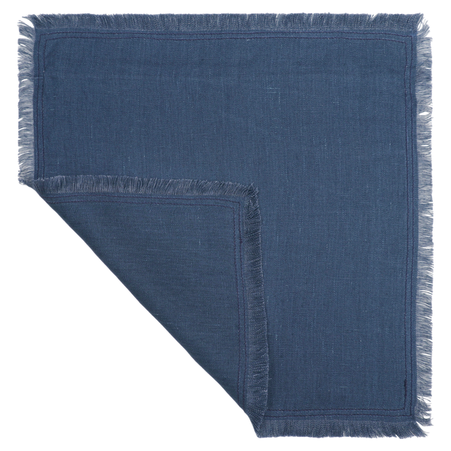 Funda de cojín cuadrada Lenaya 100% lino 45 x 45 cm INSPIRE liso azul denim con cremallera