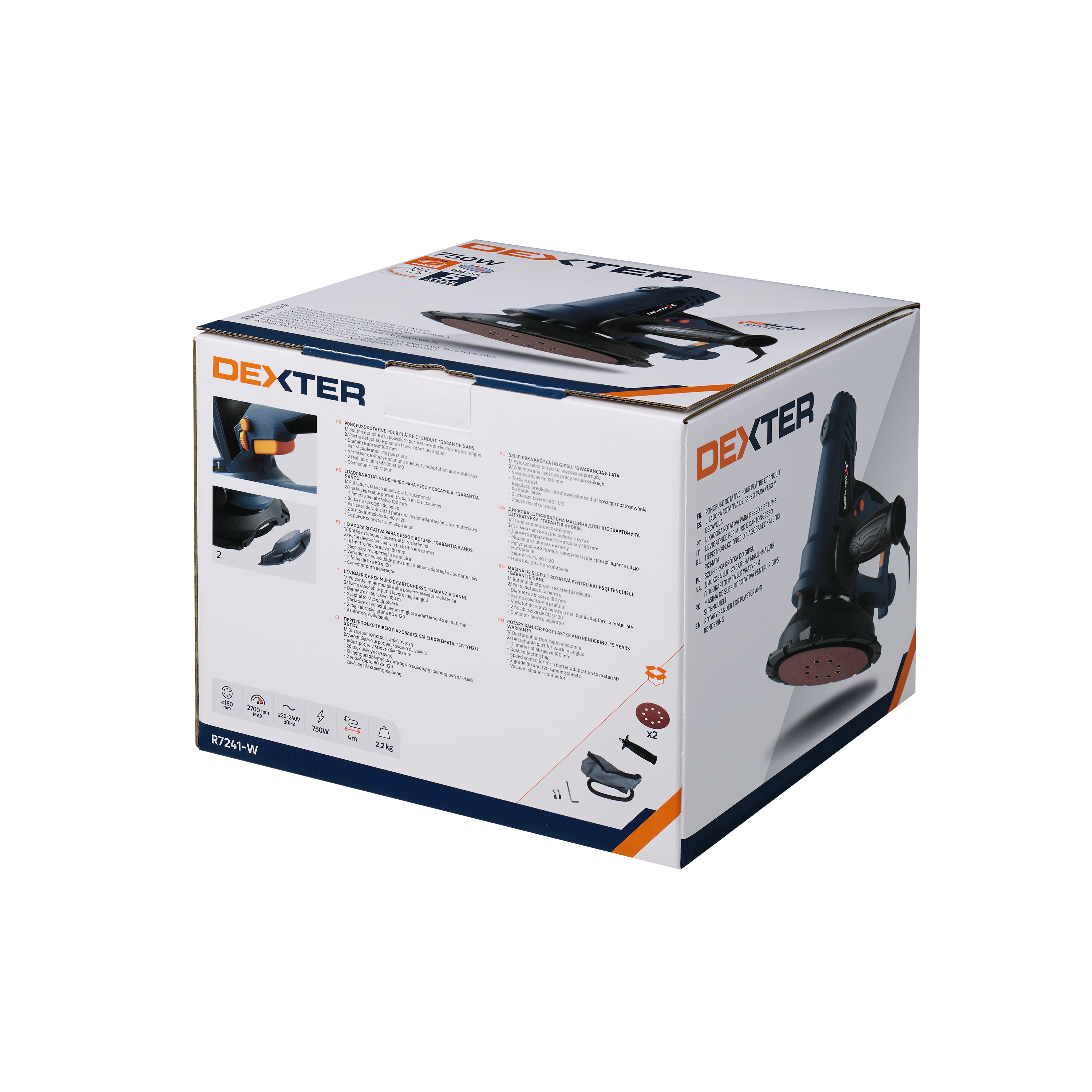 Ponceuse spéciale plâtre filaire DEXTER R7241-w, 750.0 W - 7