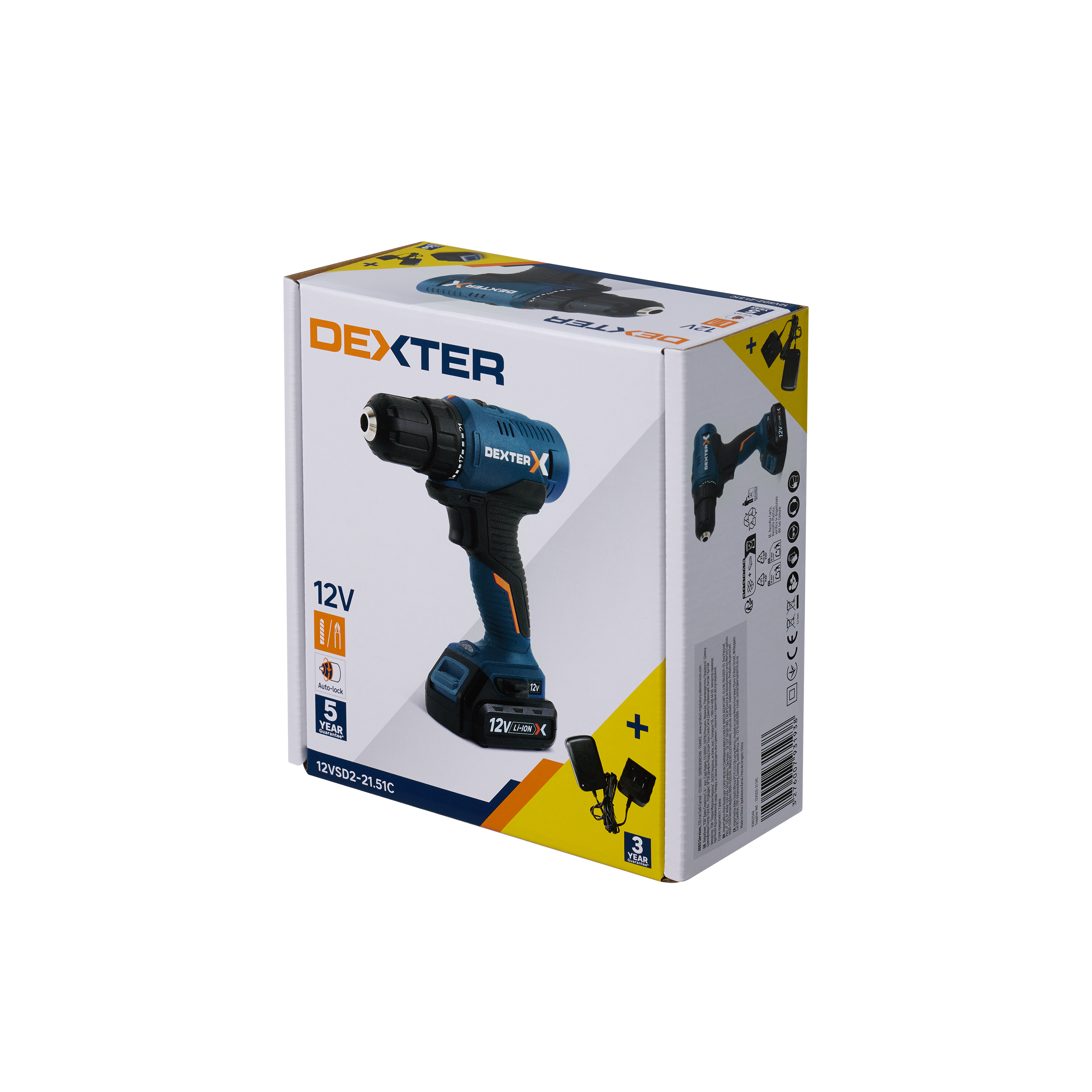 Berbequim sem fio 12V bateria 1,5Ah + carregador Dexter - 9