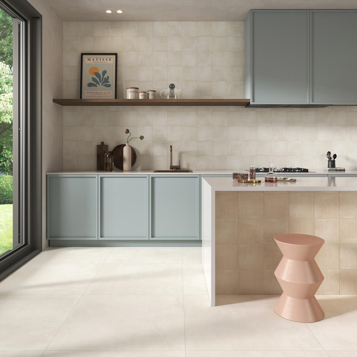 Piastrella da pavimento e rivestimento interno 20 x 20 cm Sp. 7.4 mm Jumbo in gres naturale bianco caldo opaco traffico intenso (pei 4/5) R10 1.52 mq - 4