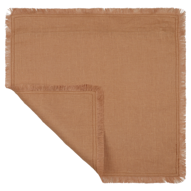 Funda de cojín cuadrada Lenaya 100% lino 45 x 45 cm INSPIRE liso naranja cotta con cremallera