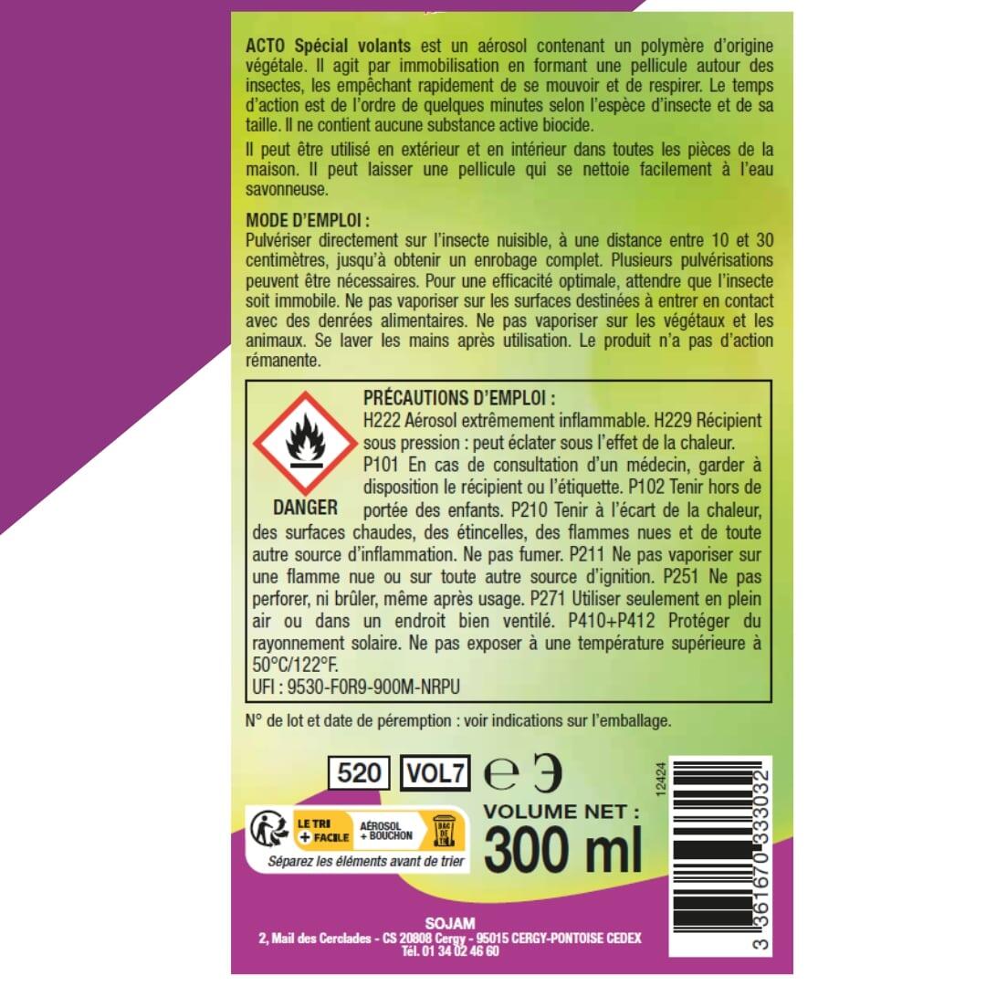 AÉROSOL SPÉCIAL VOLANTS AU POLYMERE VEGETAL - SANS PESTICIDES ! - 2