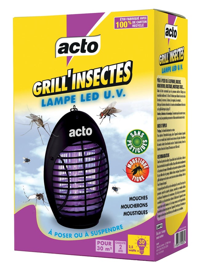 GRILL’INSECTES - Lampe LED UV  12 LED basse consommation protège 30m²