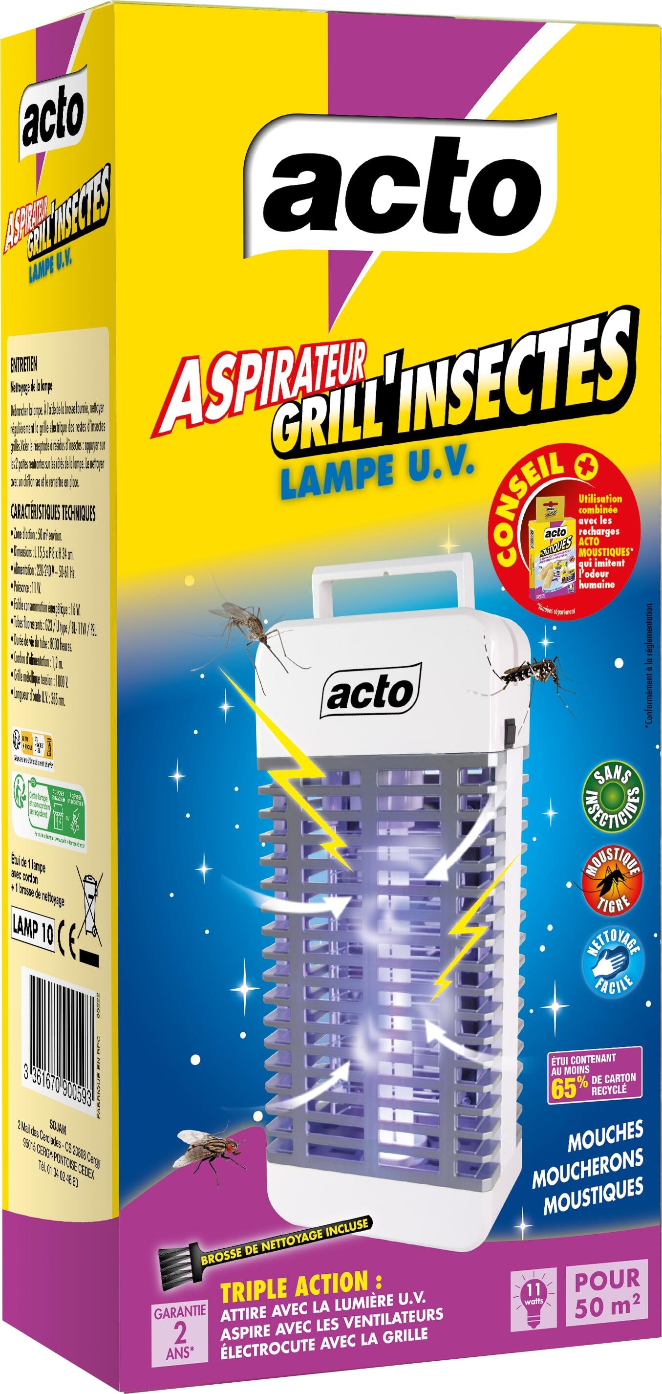 GRILL’INSECTES-ASPIRATEUR LAMPE UV - VERTICAL - PROTEGE 50m² - 4