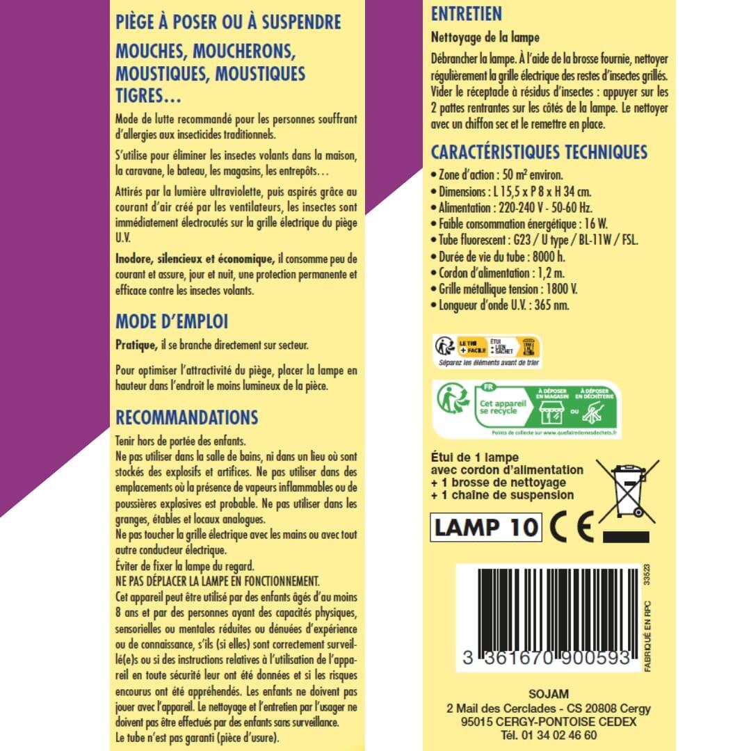 GRILL’INSECTES-ASPIRATEUR LAMPE UV - VERTICAL - PROTEGE 50m² - 2