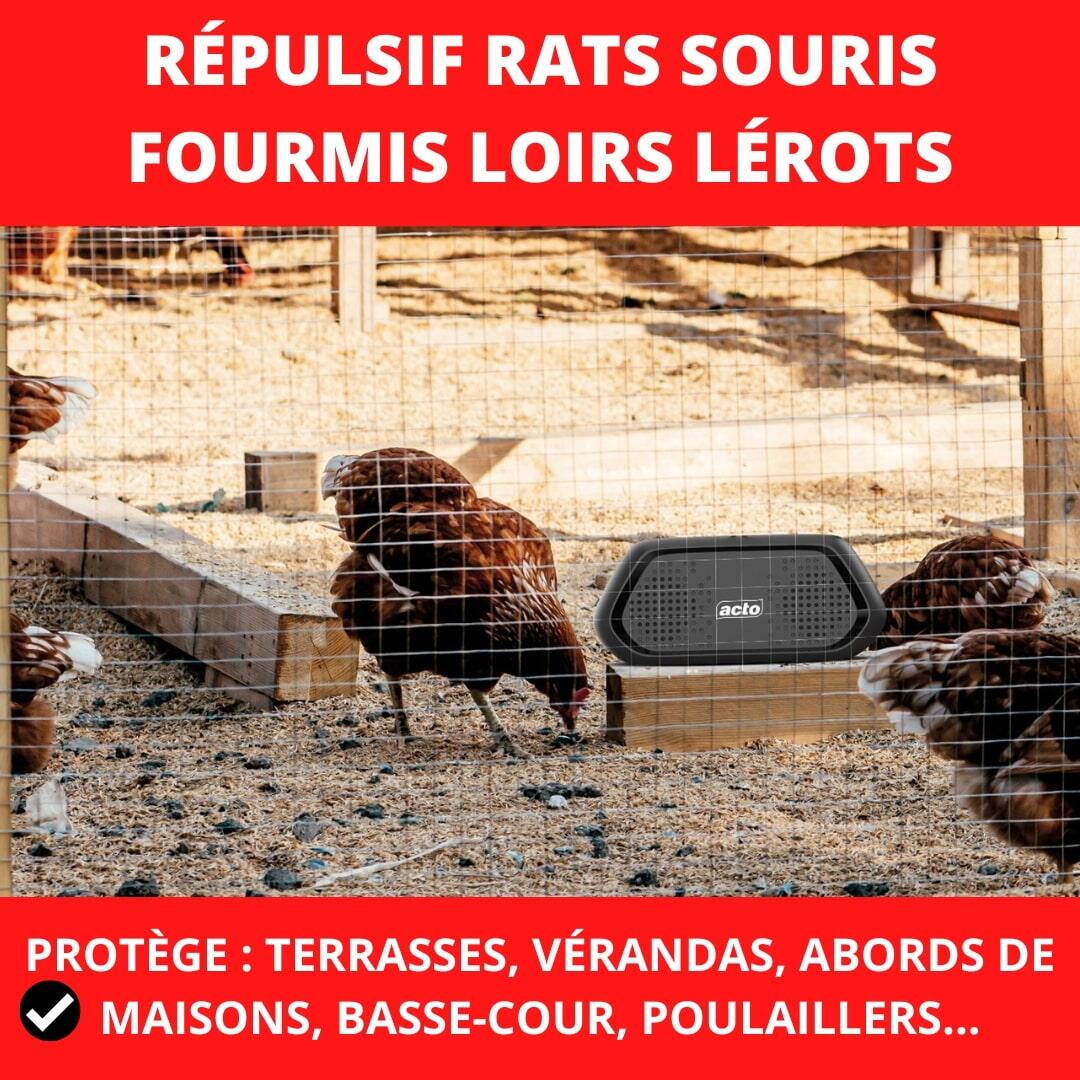 RÉPULSIF ULTRASONS RATS - SOURIS - FOURMIS - INTERIEUR EXTERIEUR - PROTEGE 80m² - 3