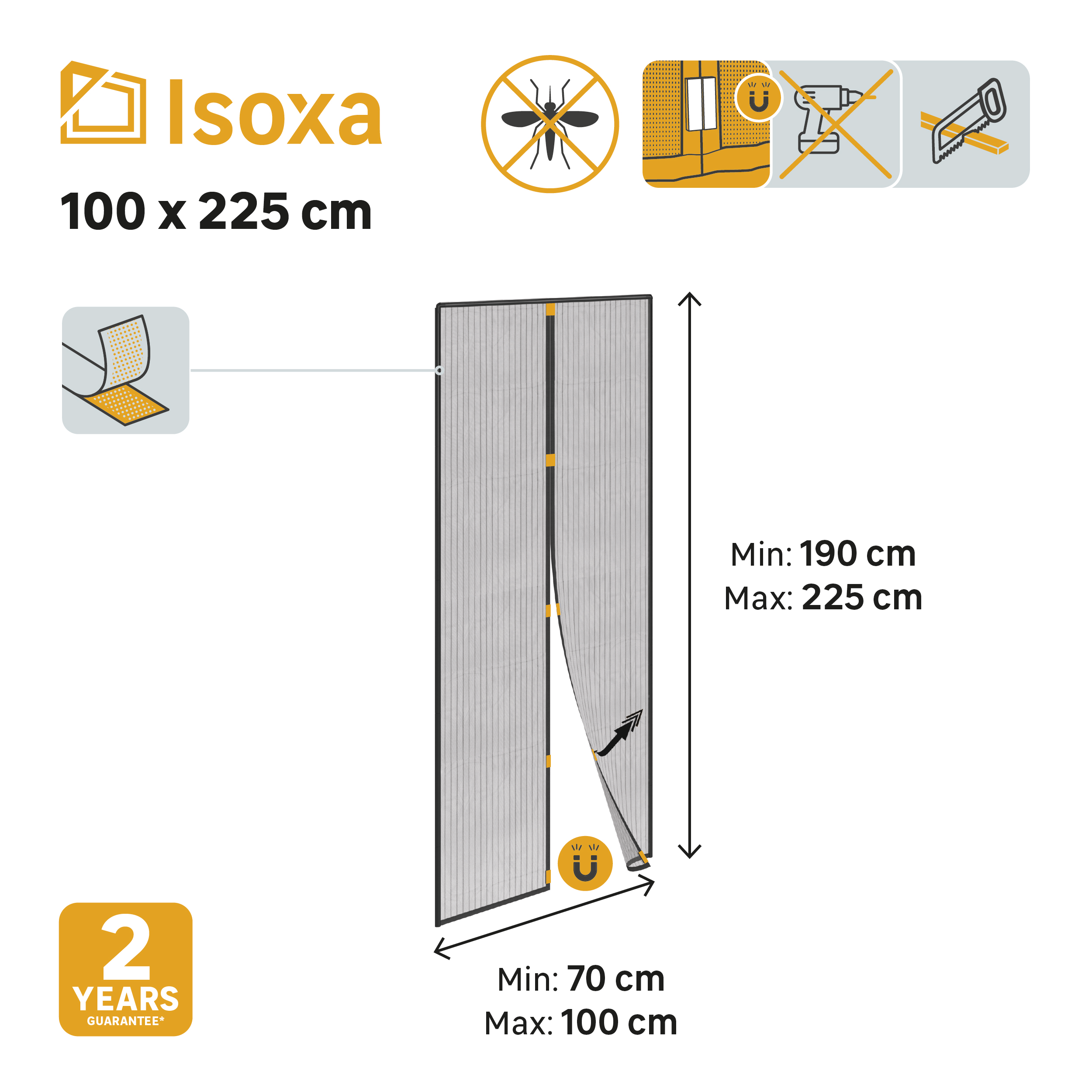 Moskitiera drzwiowa lamelowa z magnesem 100x225 cm czarna Isoxa - 2